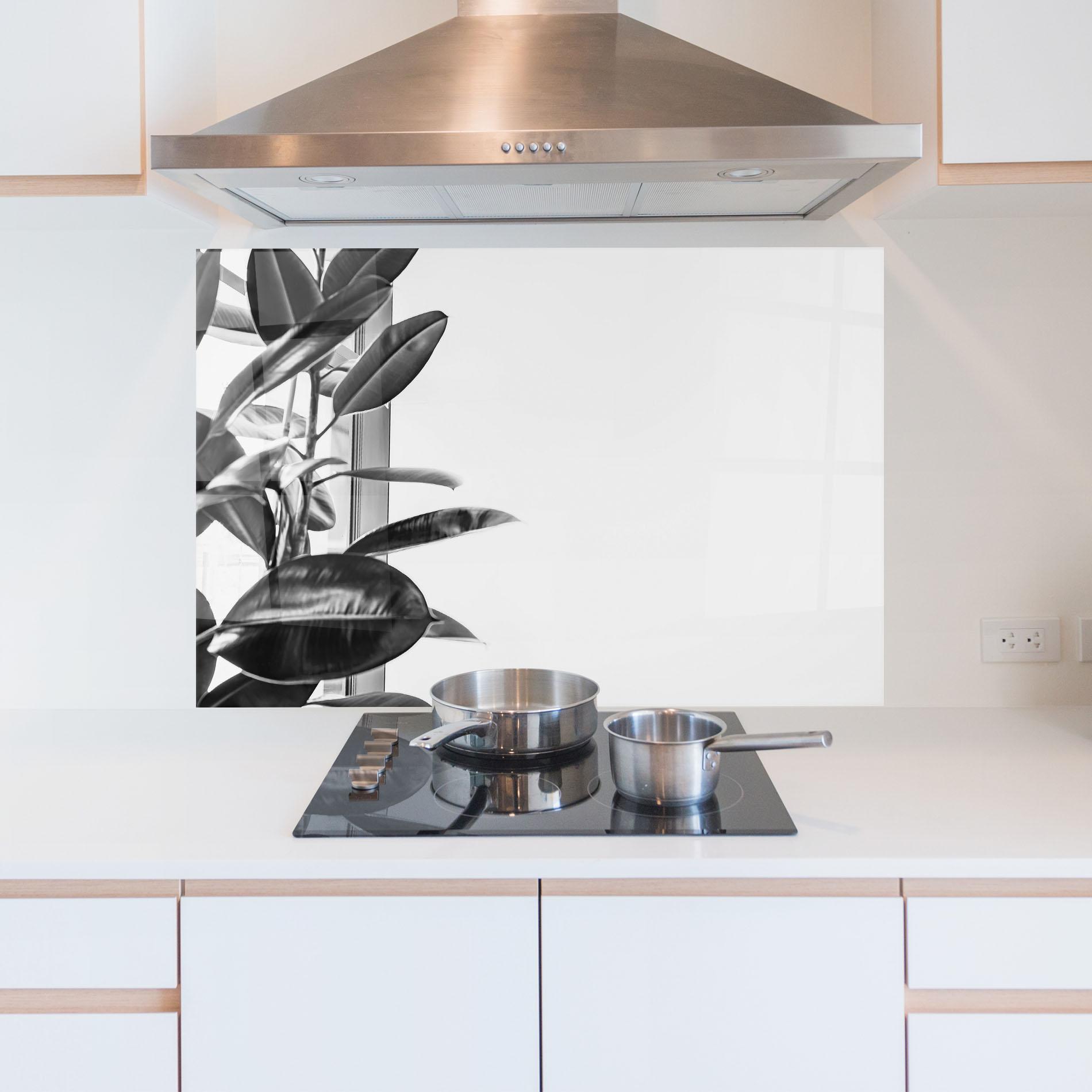 Küchenrückwand Glas Grey Plant mockup 5