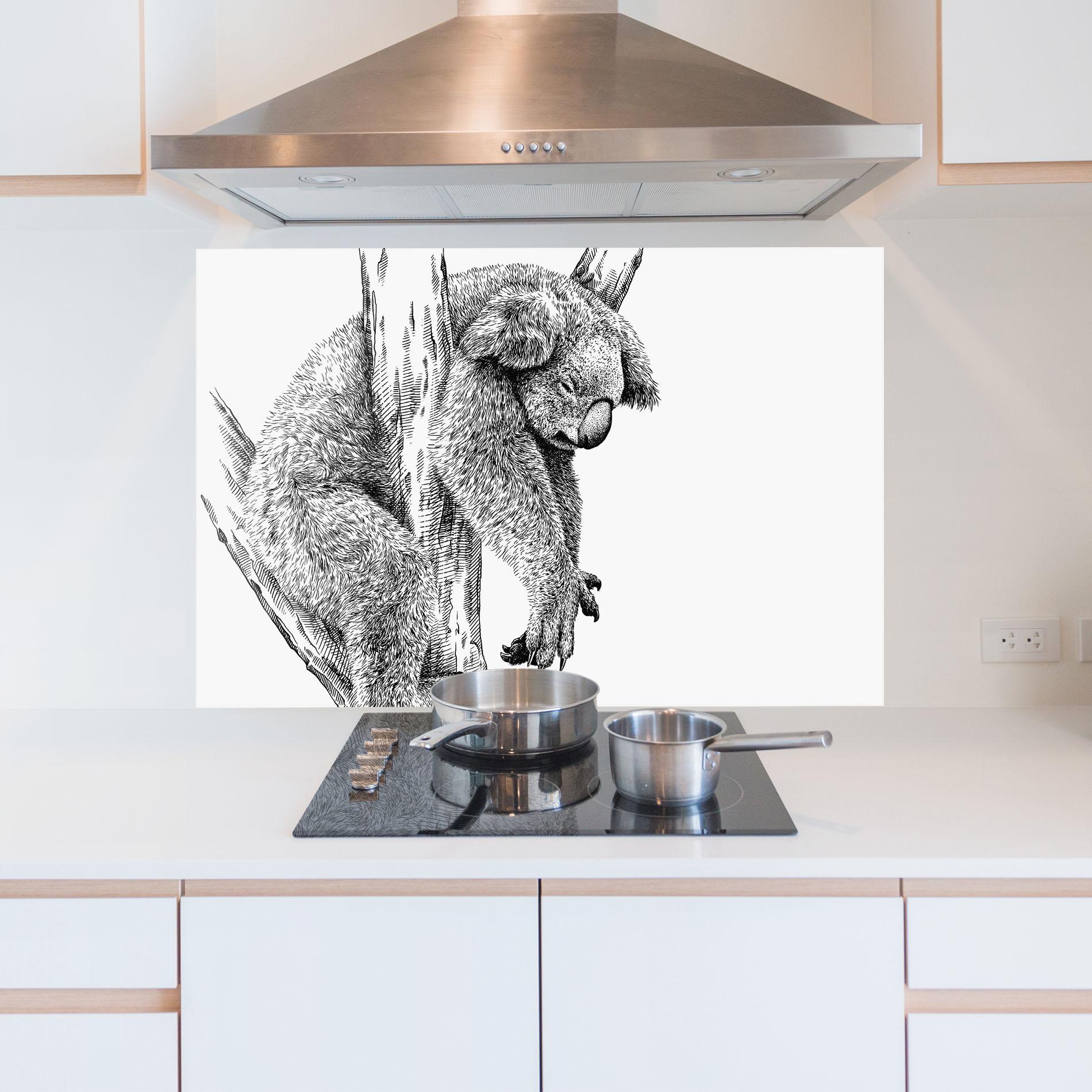 Küchenrückwand Glas Koala Sleeping Art mockup 5