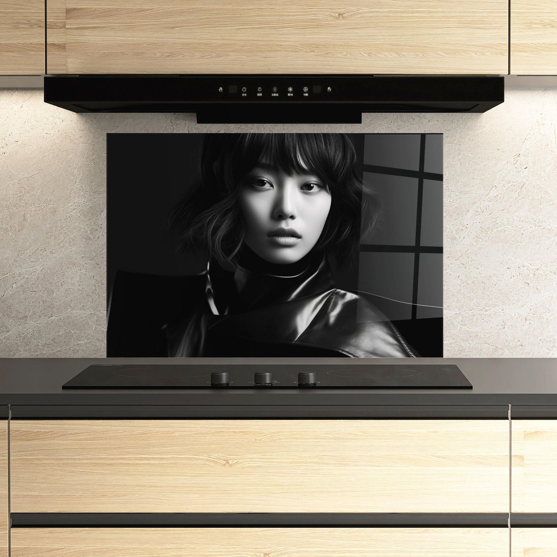 Küchenrückwand Glas Asian Abstract Woman mockup 3