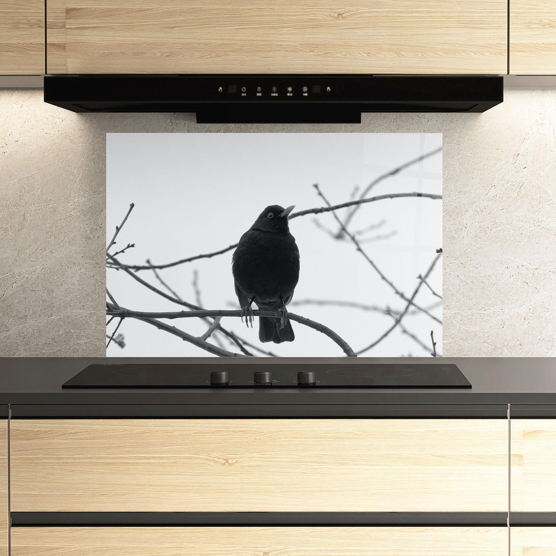 Küchenrückwand Glas Black Bird mockup 3