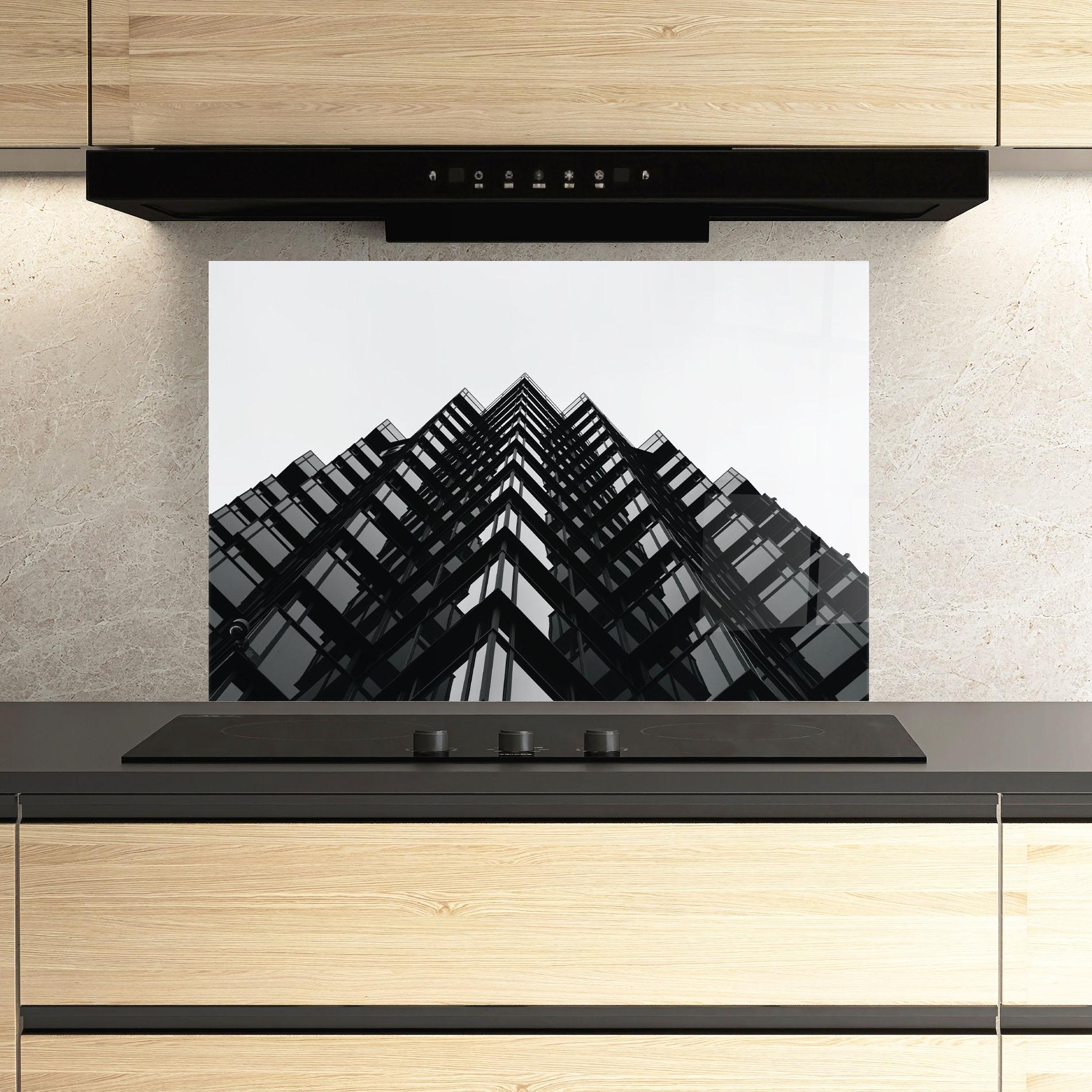 Küchenrückwand Glas Black Building mockup 3