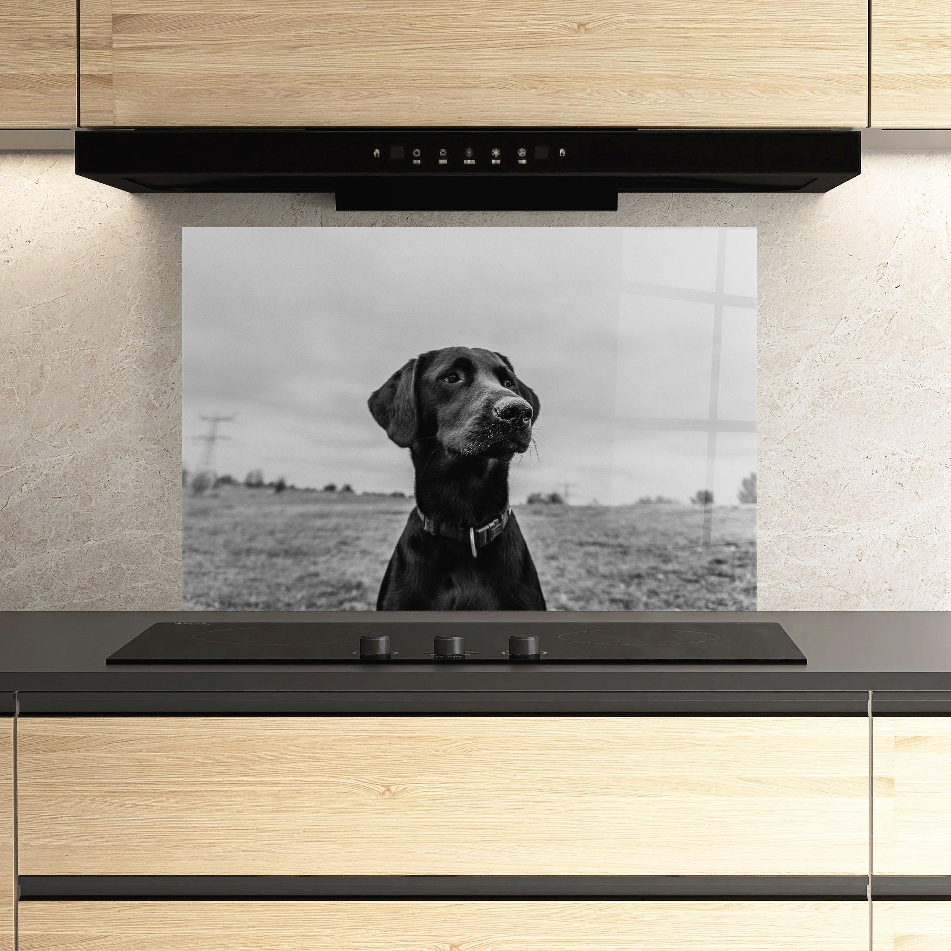 Küchenrückwand Glas Black Dog mockup 3