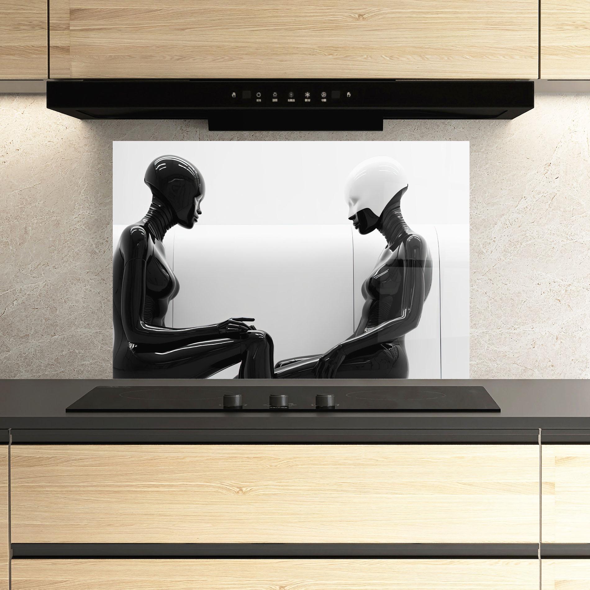 Küchenrückwand Glas Black Mannequin mockup 3