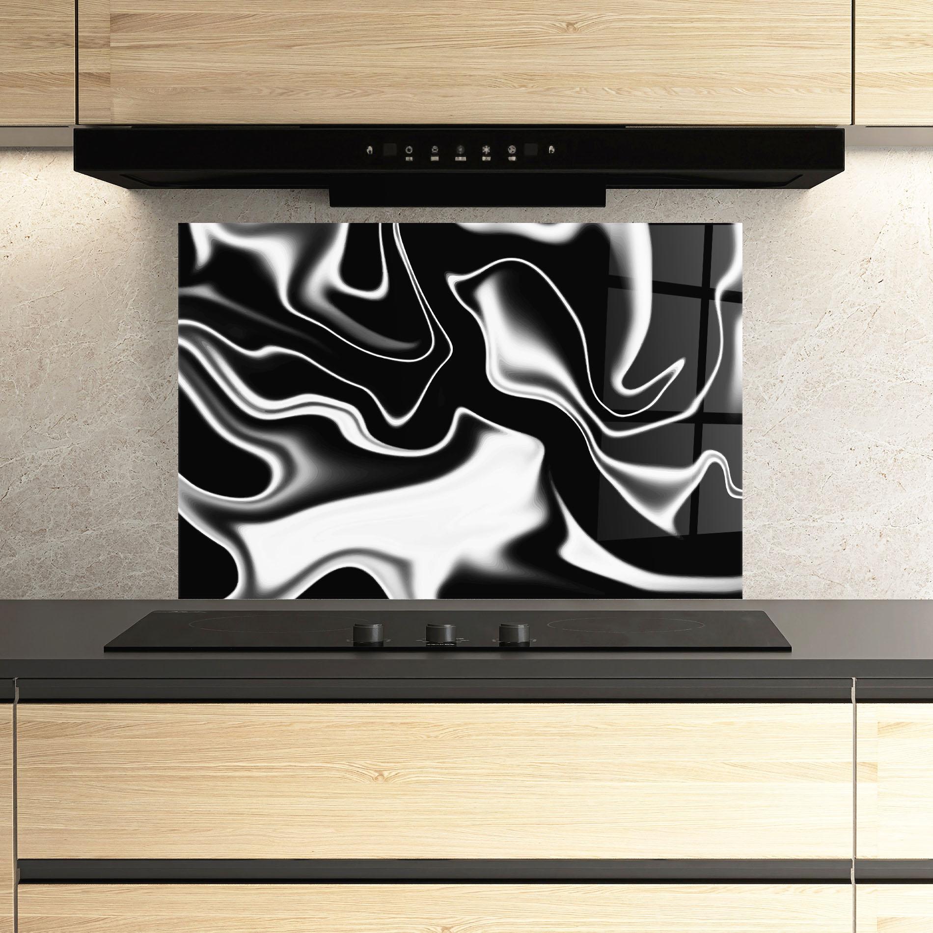 Küchenrückwand Glas Black Metalic Art mockup 3