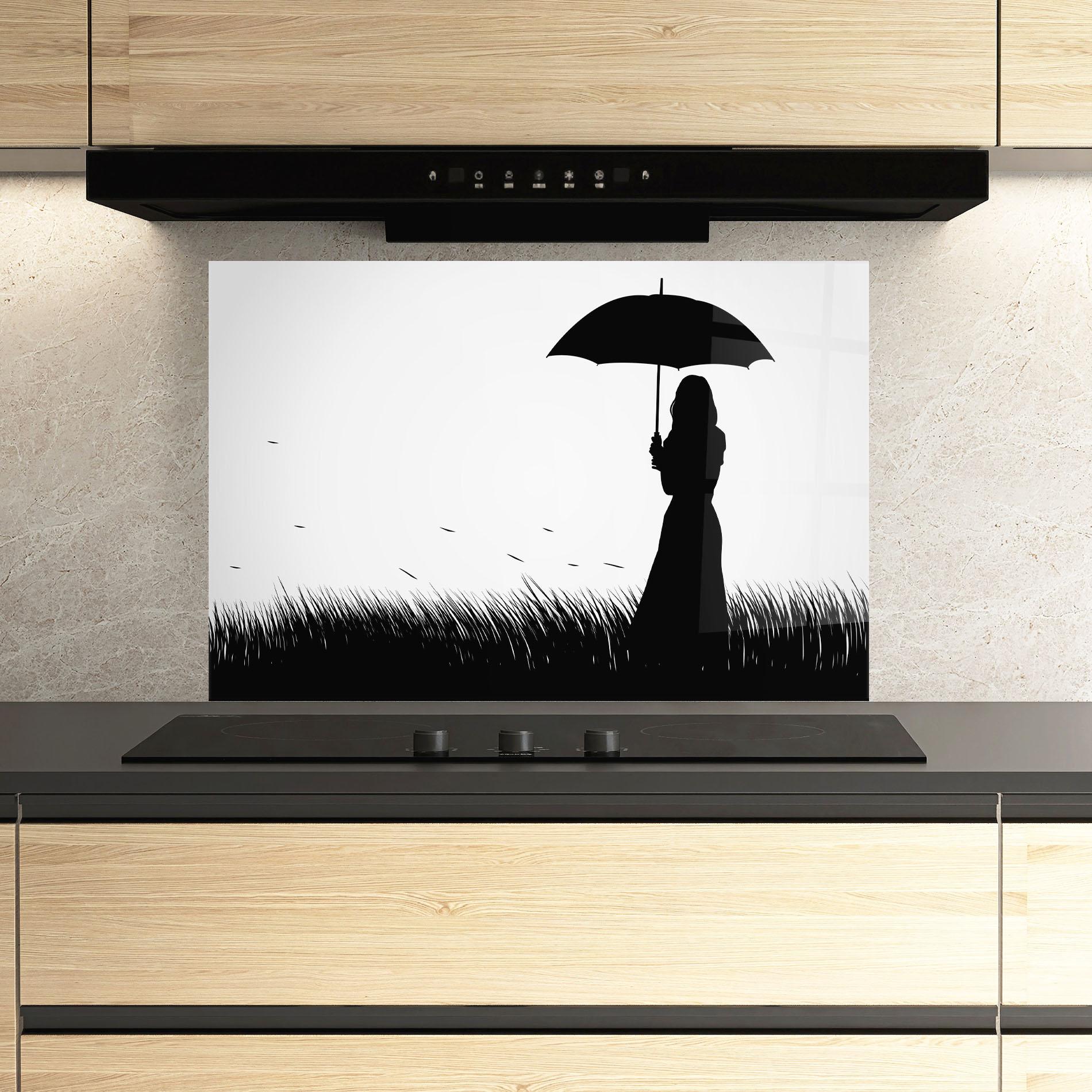 Küchenrückwand Glas Black Umbrella mockup 3