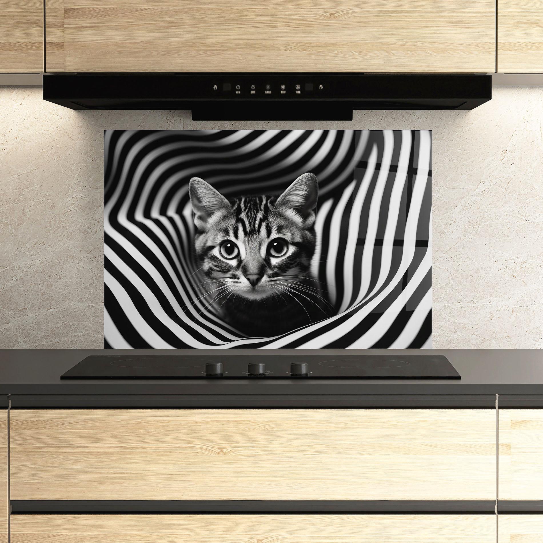 Küchenrückwand Glas Closeup Cat Portrait mockup 3