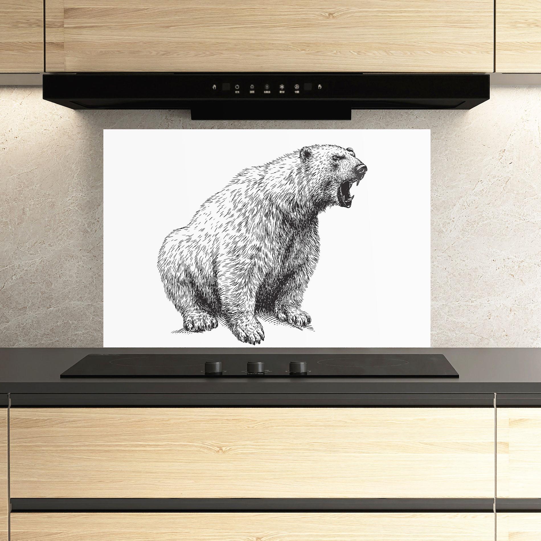 Küchenrückwand Glas Draw Icebear mockup 3