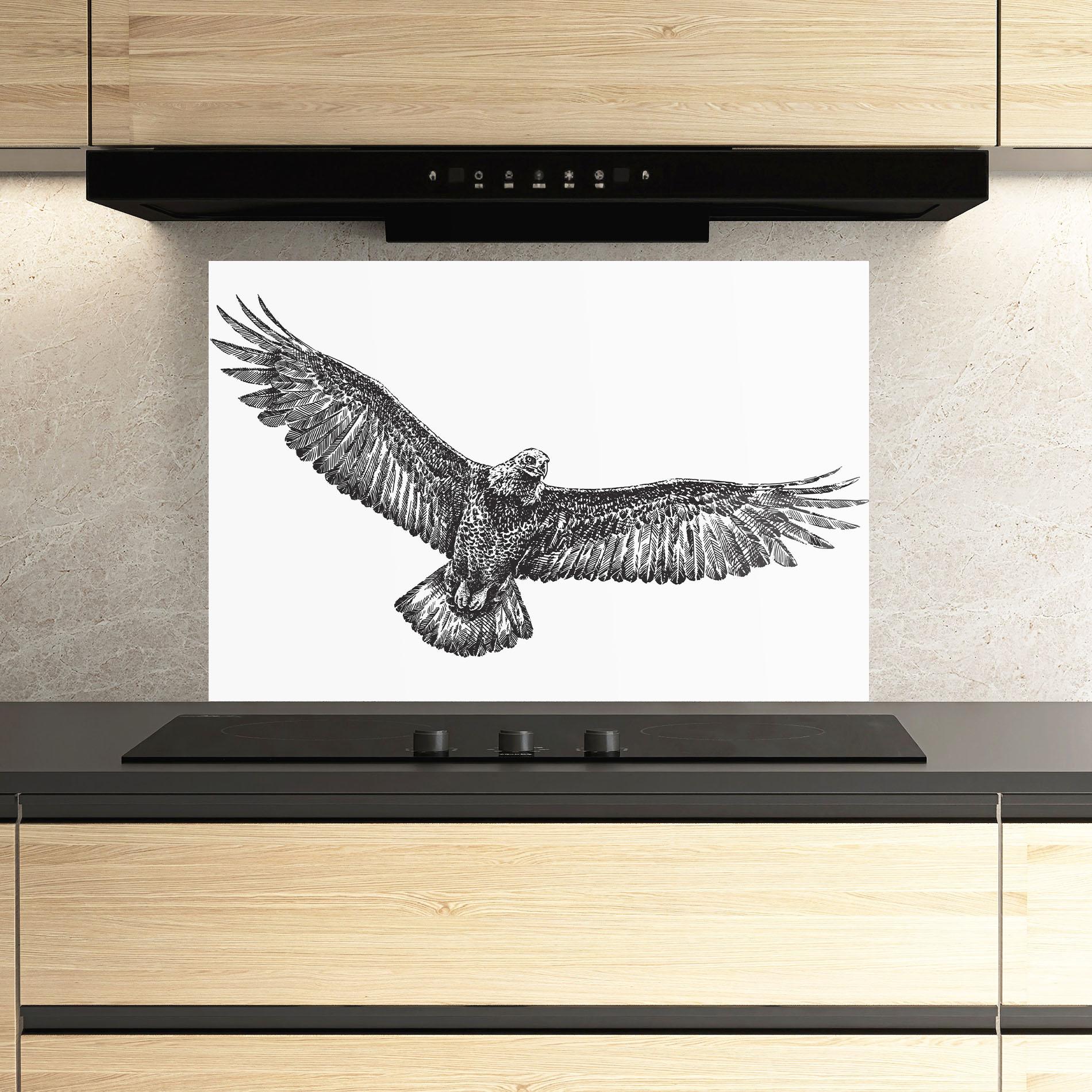 Küchenrückwand Glas Eagle Art Line mockup 3