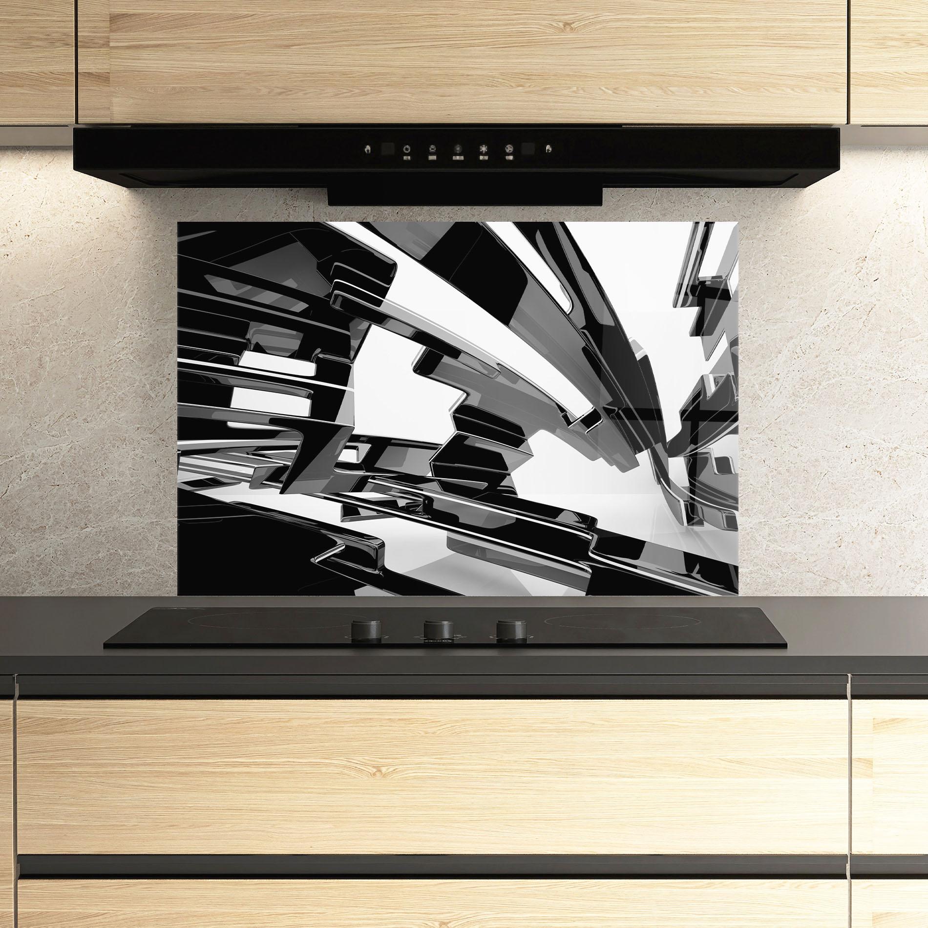Küchenrückwand Glas Glossy Sculpture mockup 3