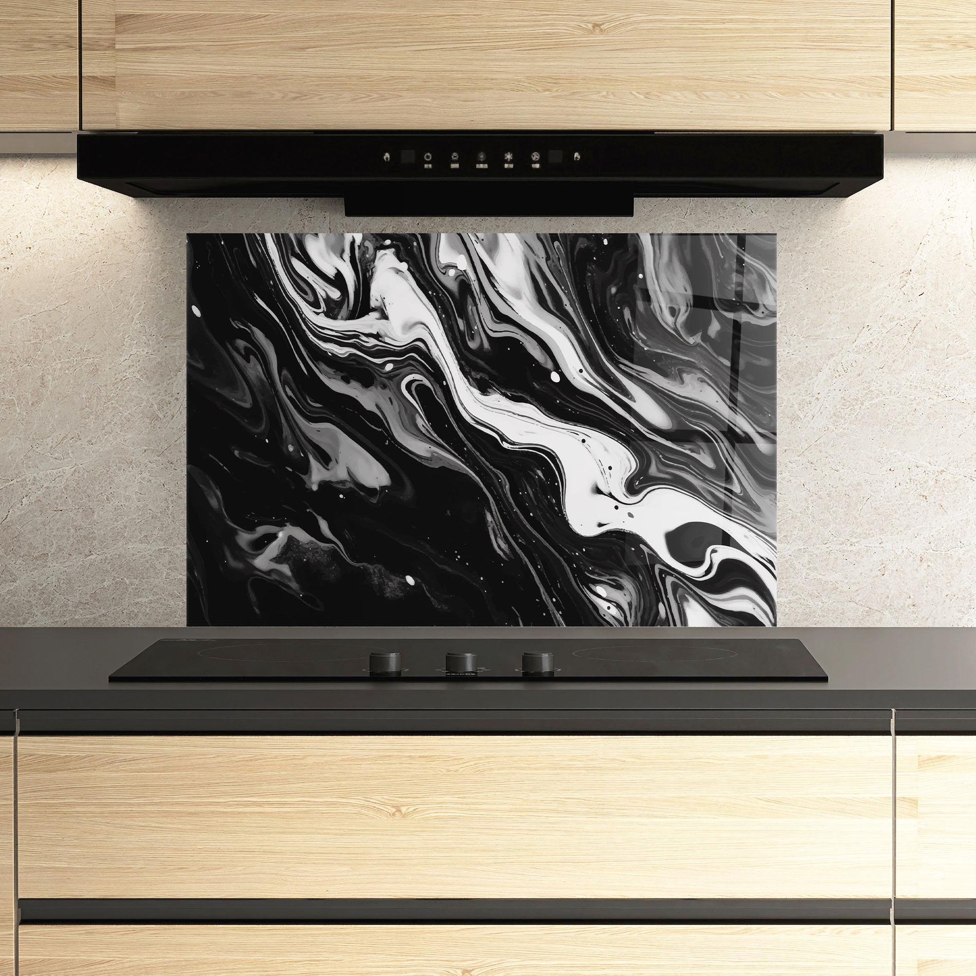 Küchenrückwand Glas Grey Art Marble mockup 3