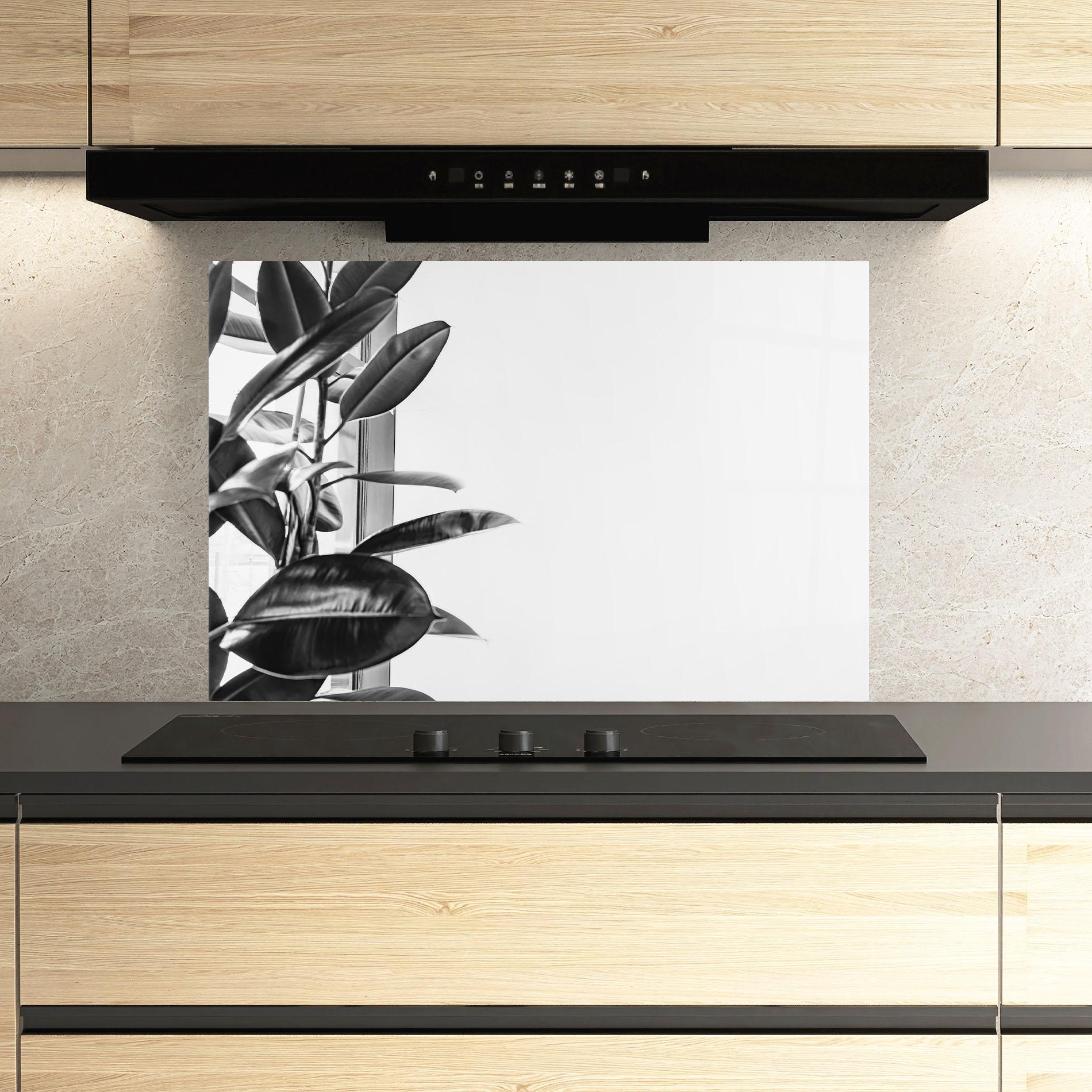 Küchenrückwand Glas Grey Plant mockup 3