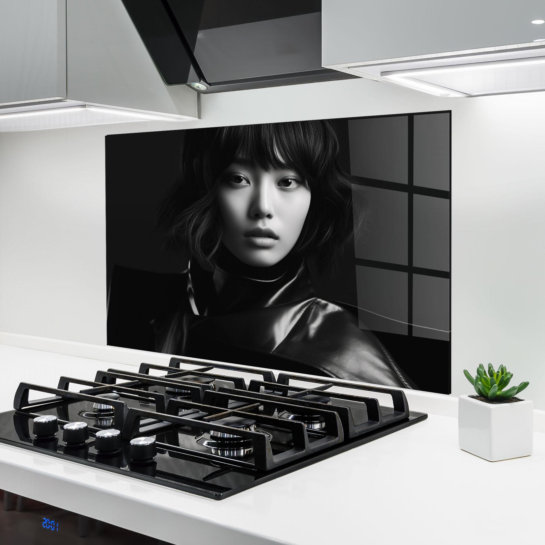 Küchenrückwand Glas Asian Abstract Woman mockup 6