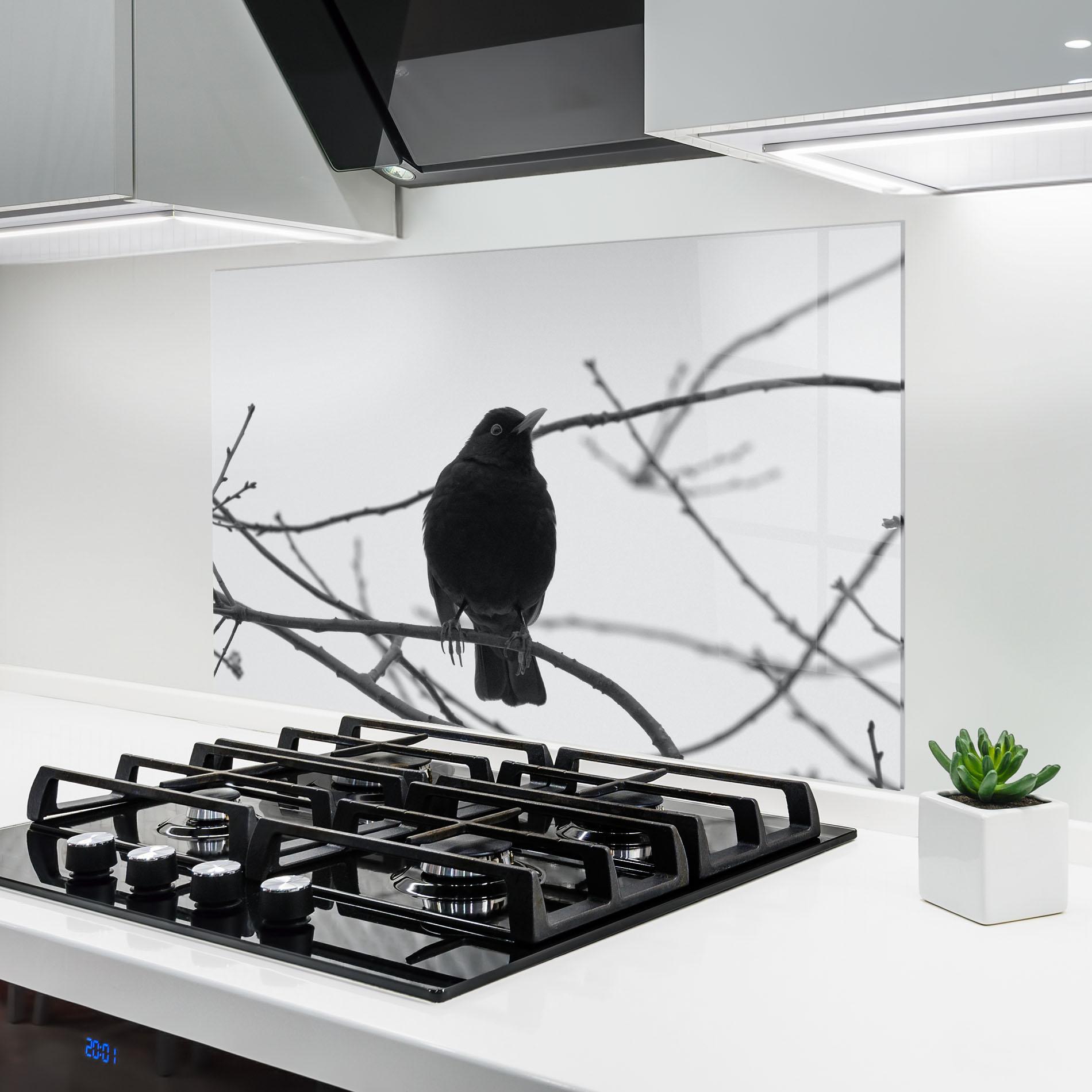 Küchenrückwand Glas Black Bird mockup 6