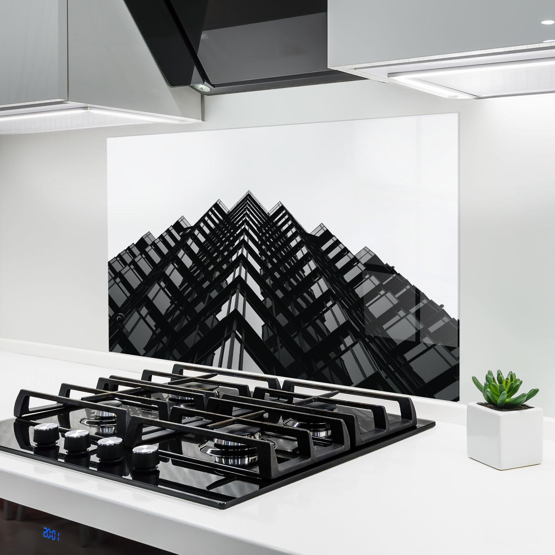 Küchenrückwand Glas Black Building mockup 6