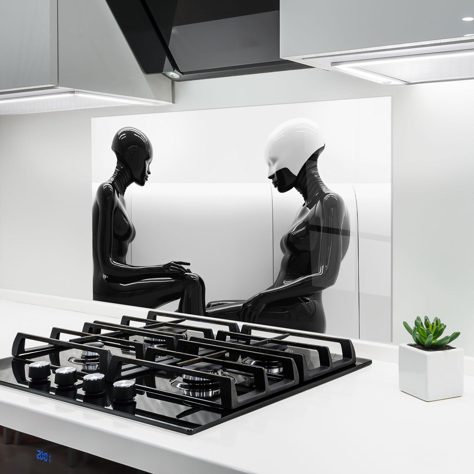 Küchenrückwand Glas Black Mannequin mockup 6