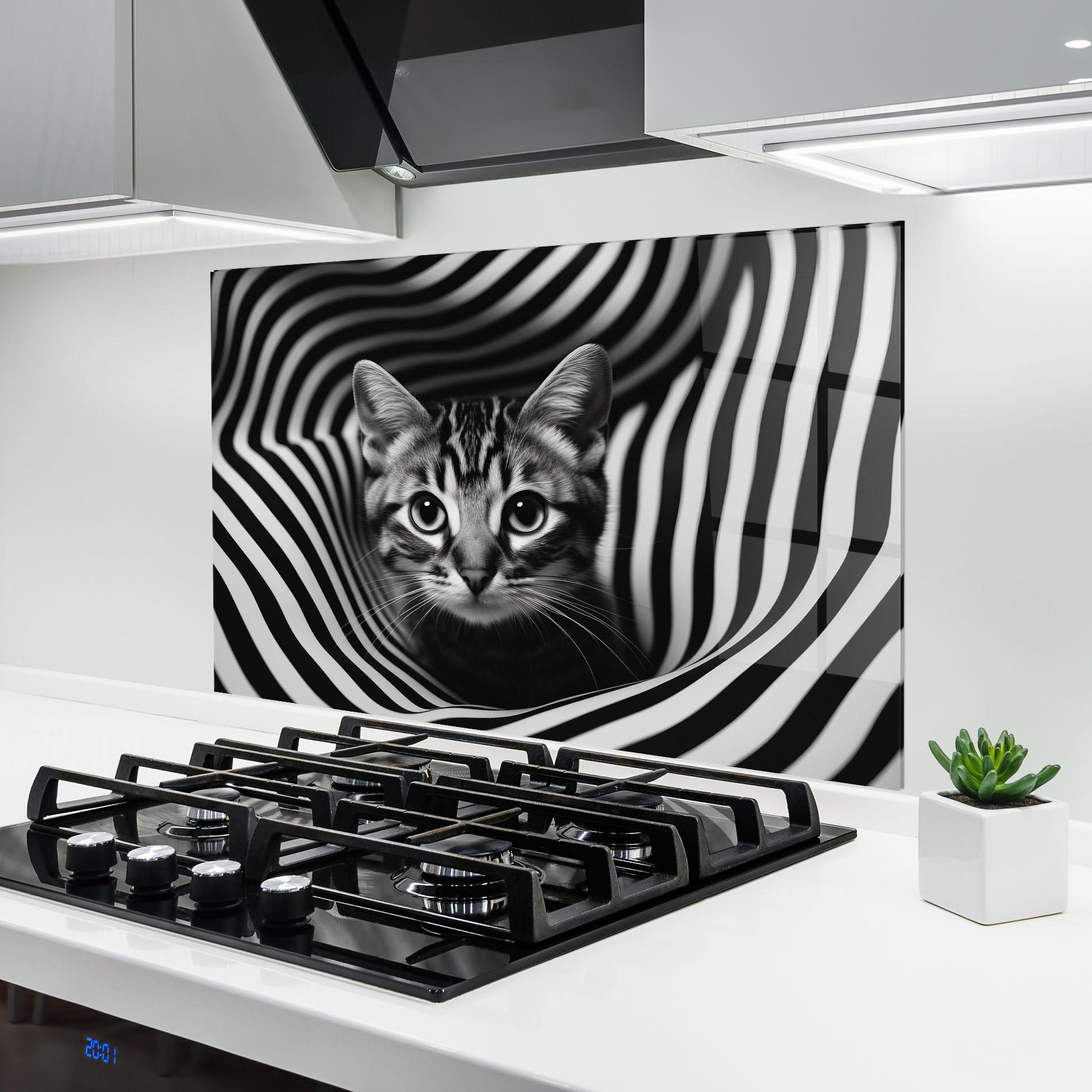 Küchenrückwand Glas Closeup Cat Portrait mockup 6