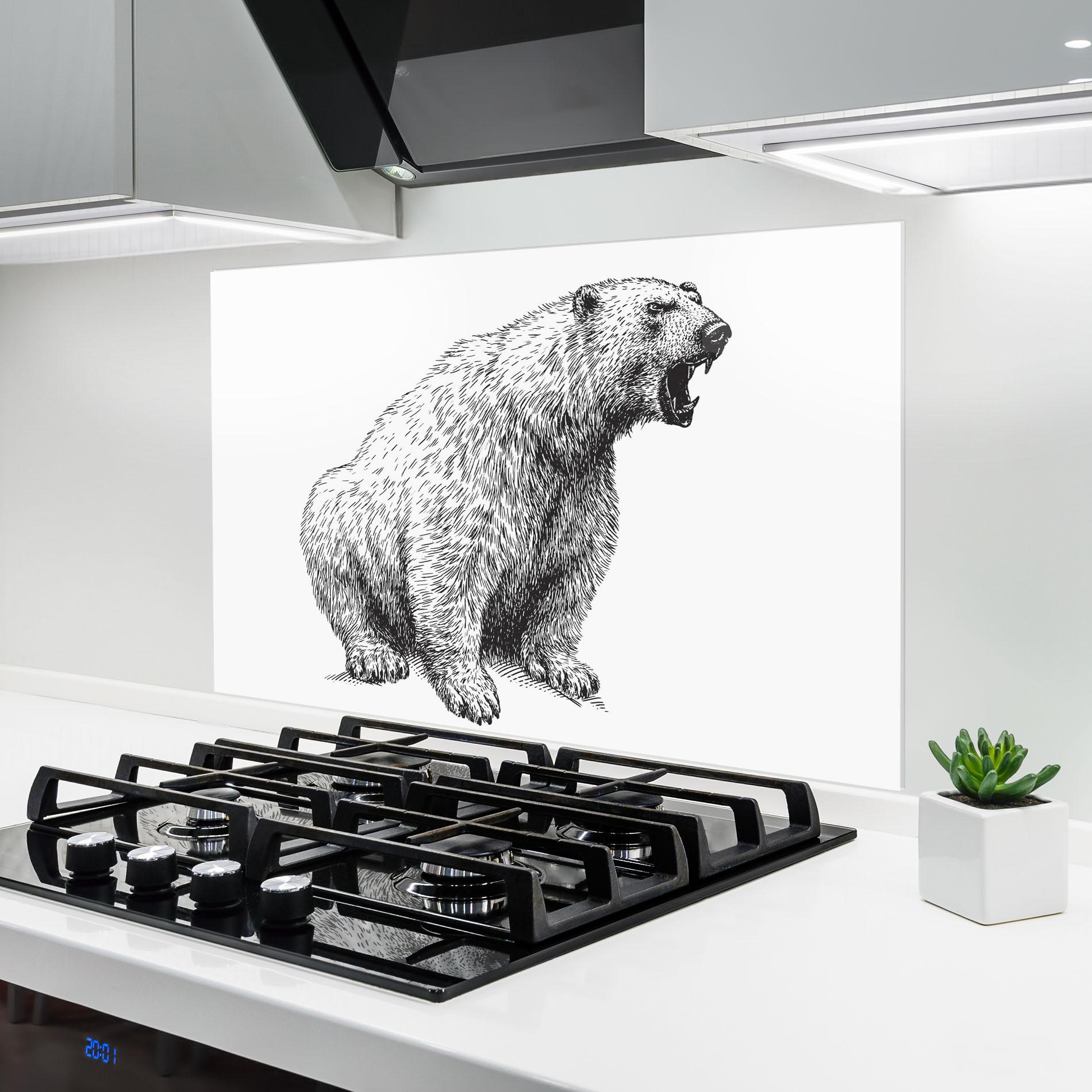 Küchenrückwand Glas Draw Icebear mockup 6