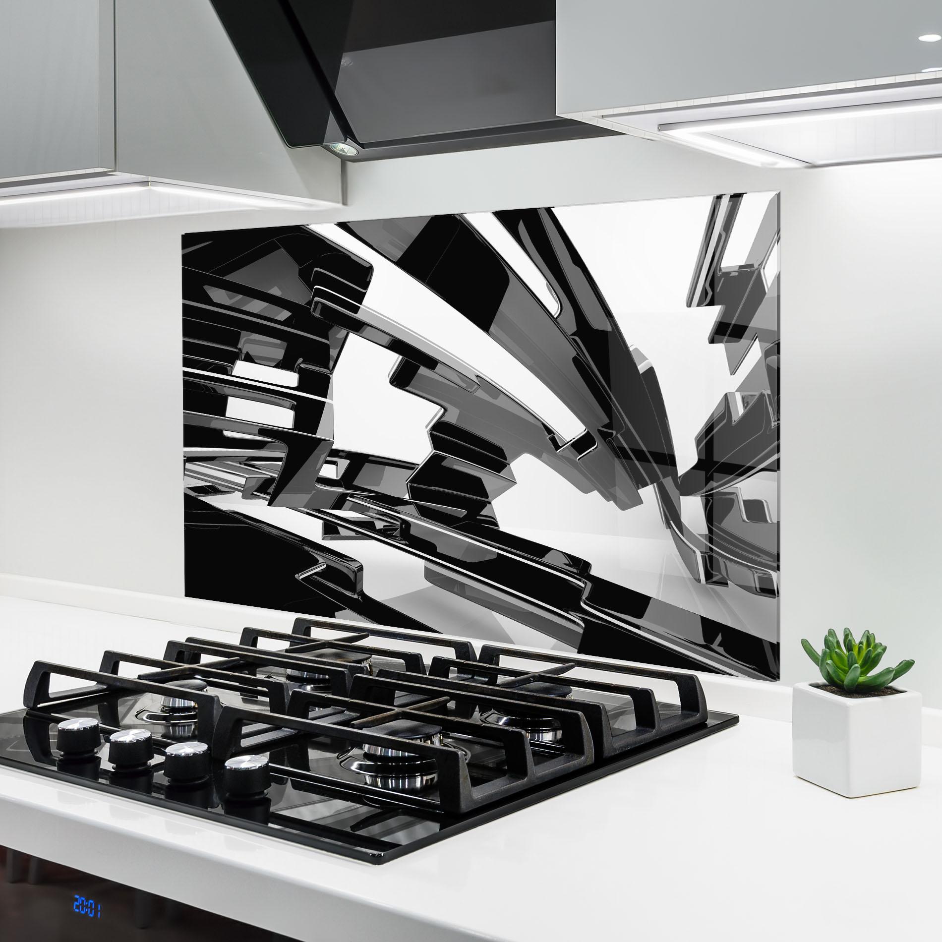 Küchenrückwand Glas Glossy Sculpture mockup 6