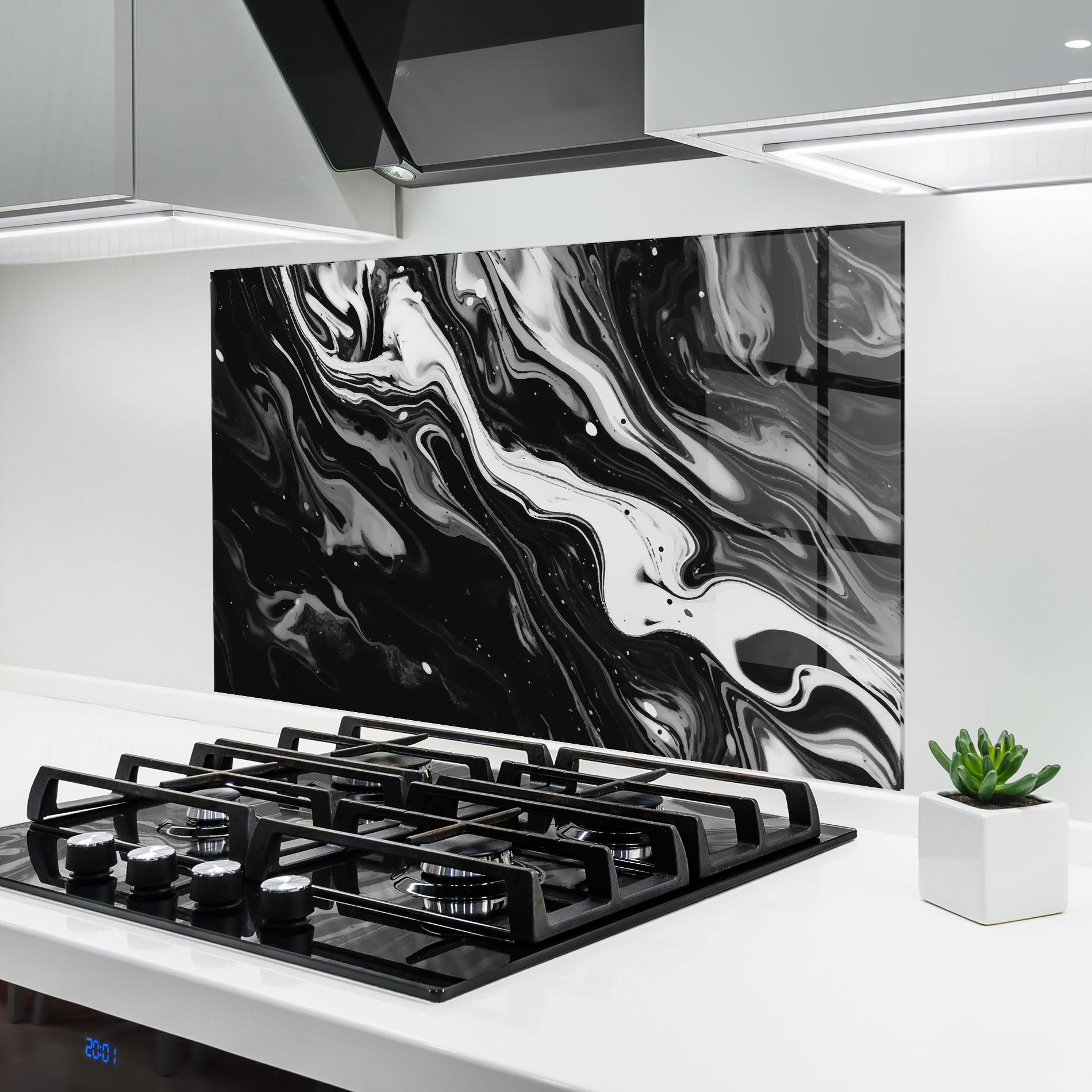 Küchenrückwand Glas Grey Art Marble mockup 6