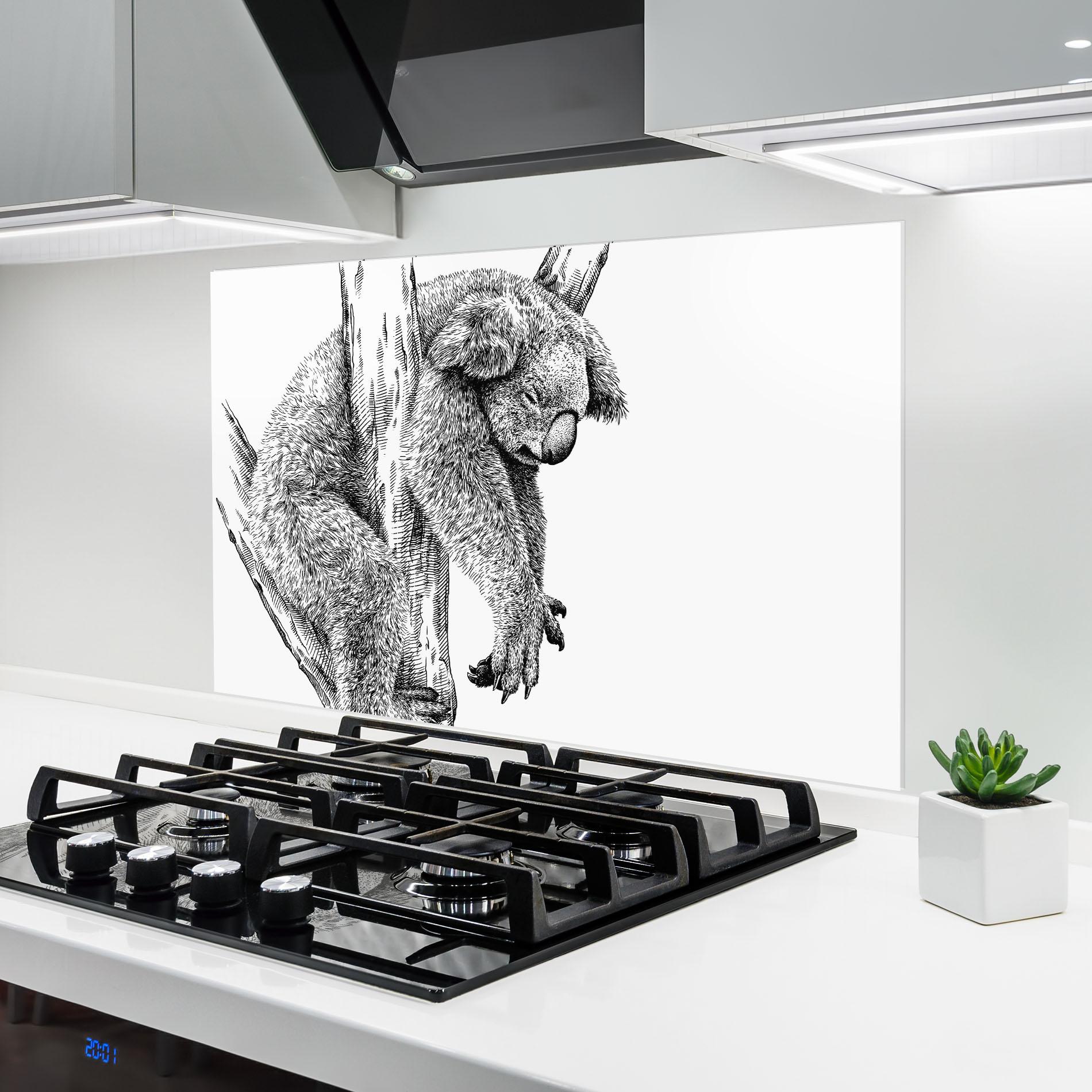 Küchenrückwand Glas Koala Sleeping Art mockup 6