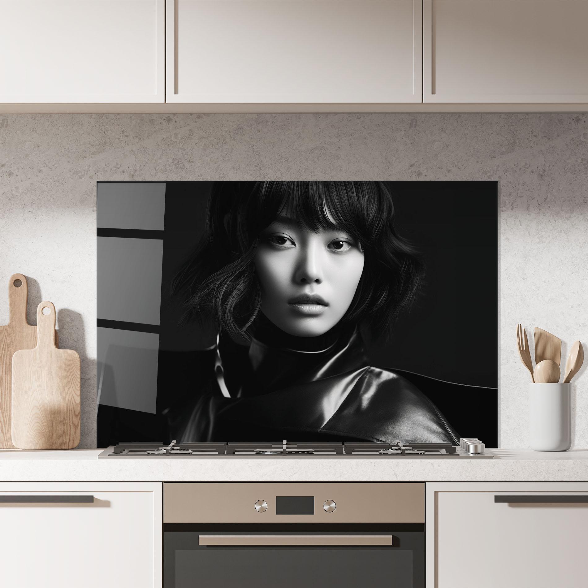 Küchenrückwand Glas Asian Abstract Woman mockup 7