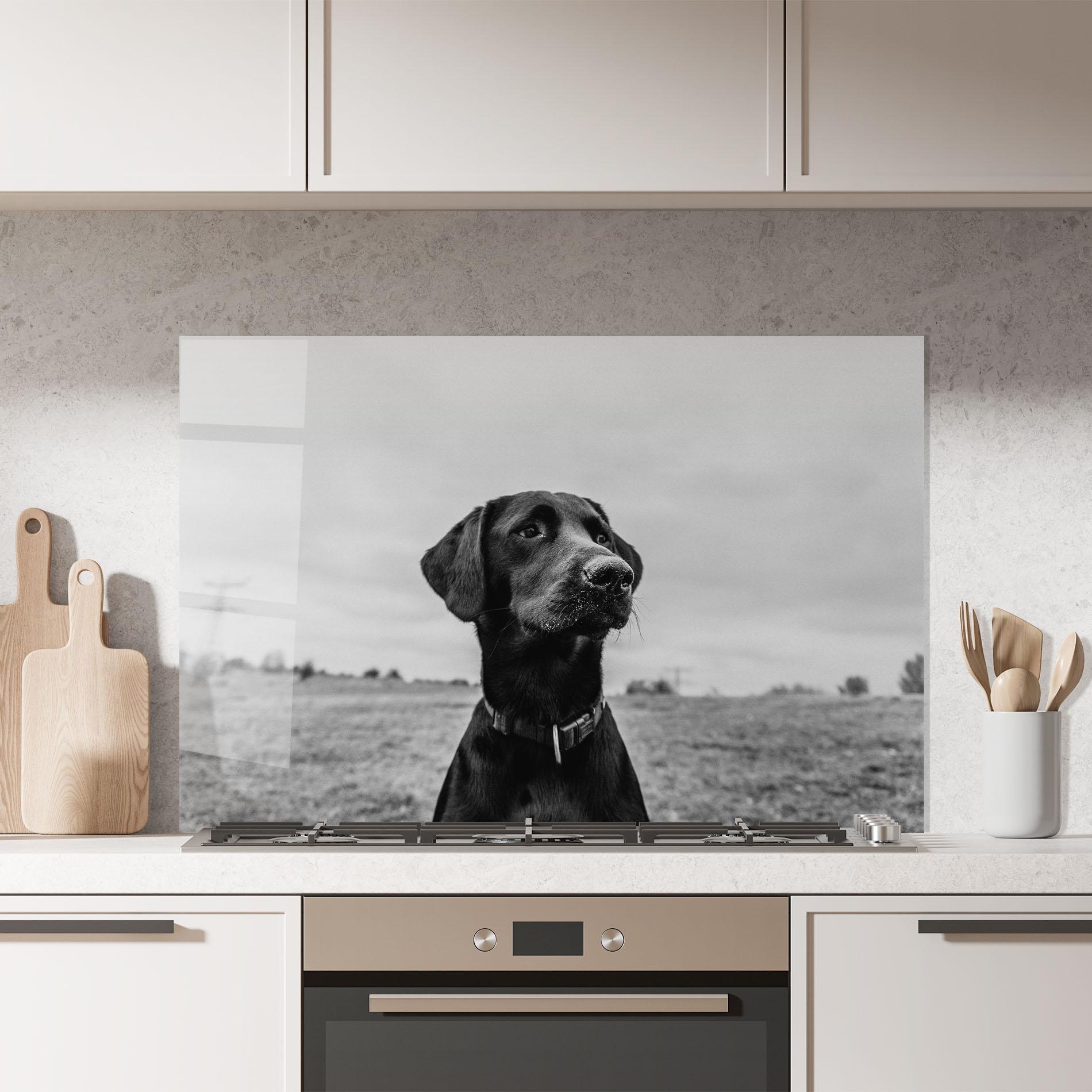 Küchenrückwand Glas Black Dog mockup 7