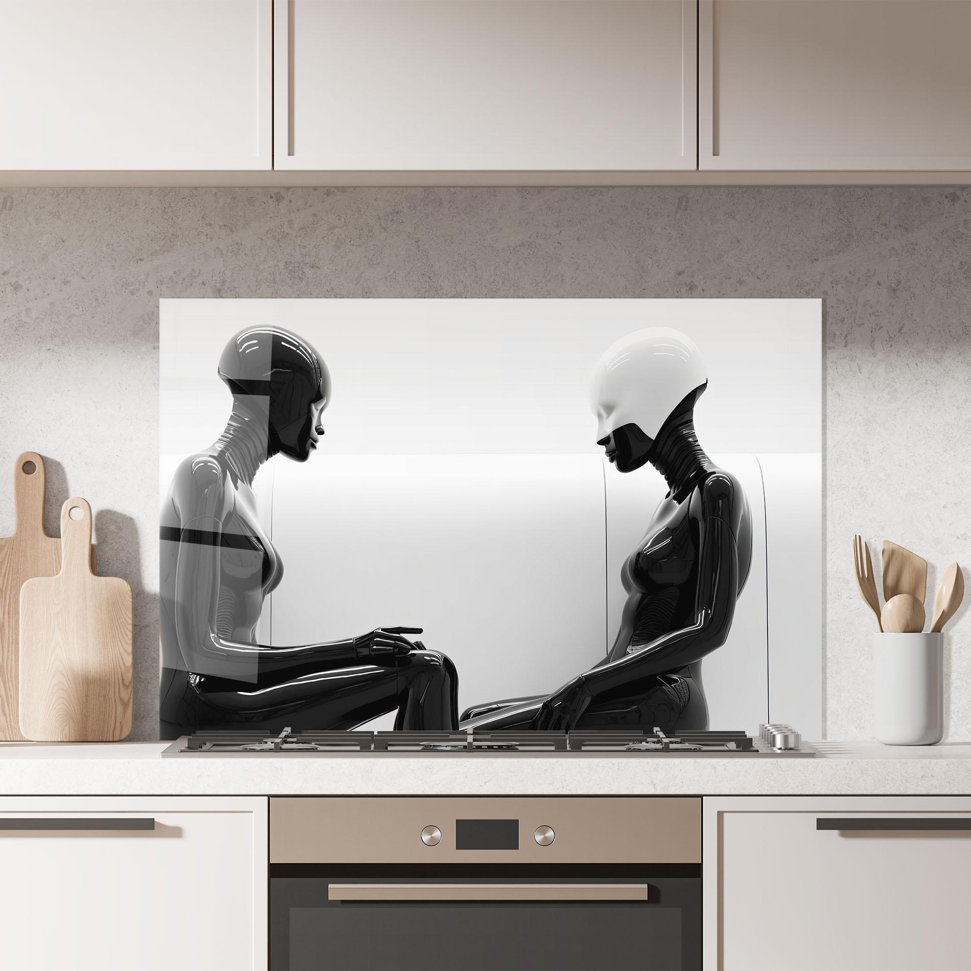 Küchenrückwand Glas Black Mannequin mockup 7