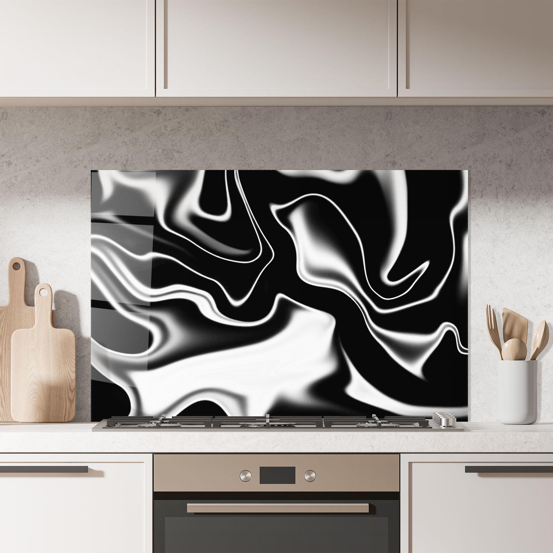 Küchenrückwand Glas Black Metalic Art mockup 7