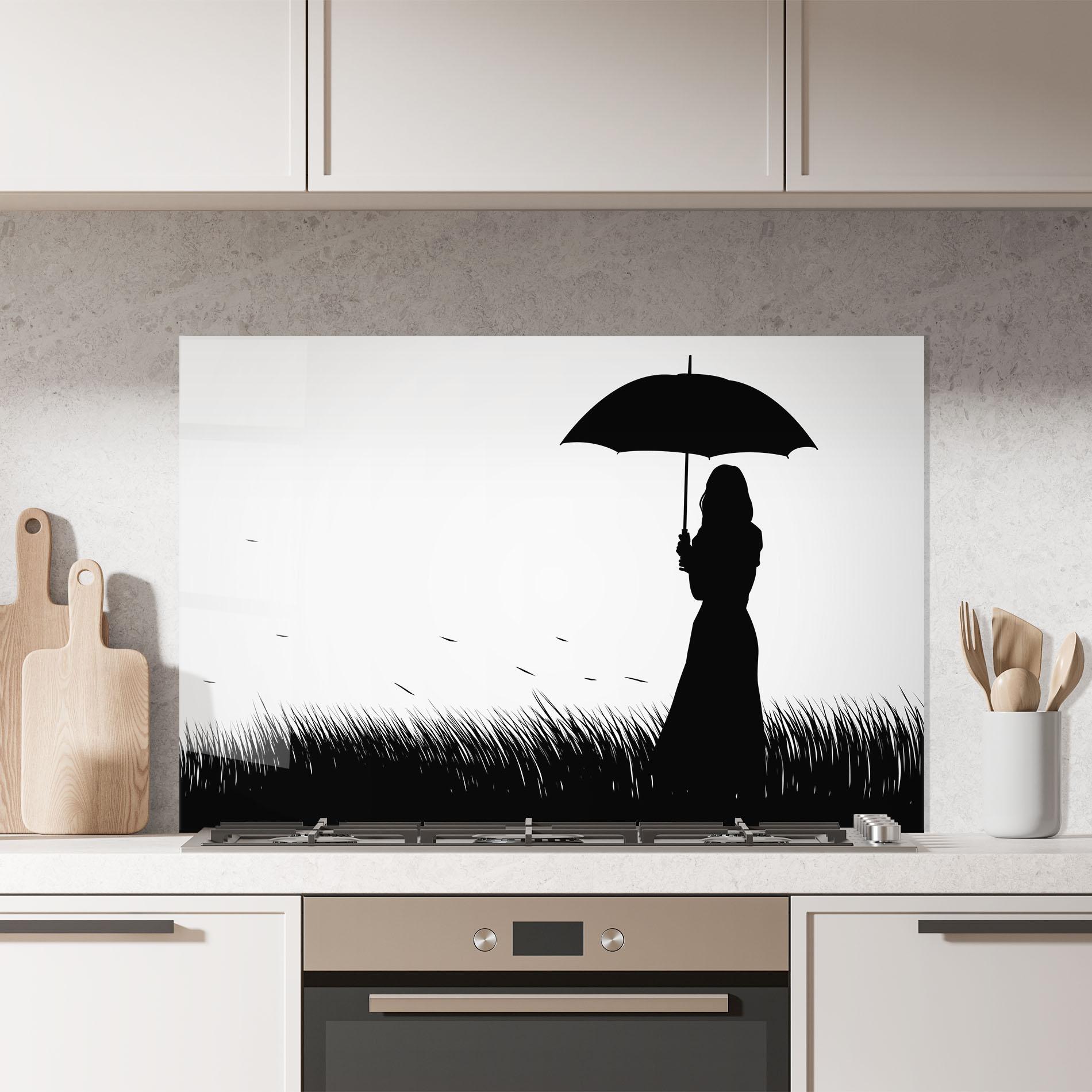 Küchenrückwand Glas Black Umbrella mockup 7
