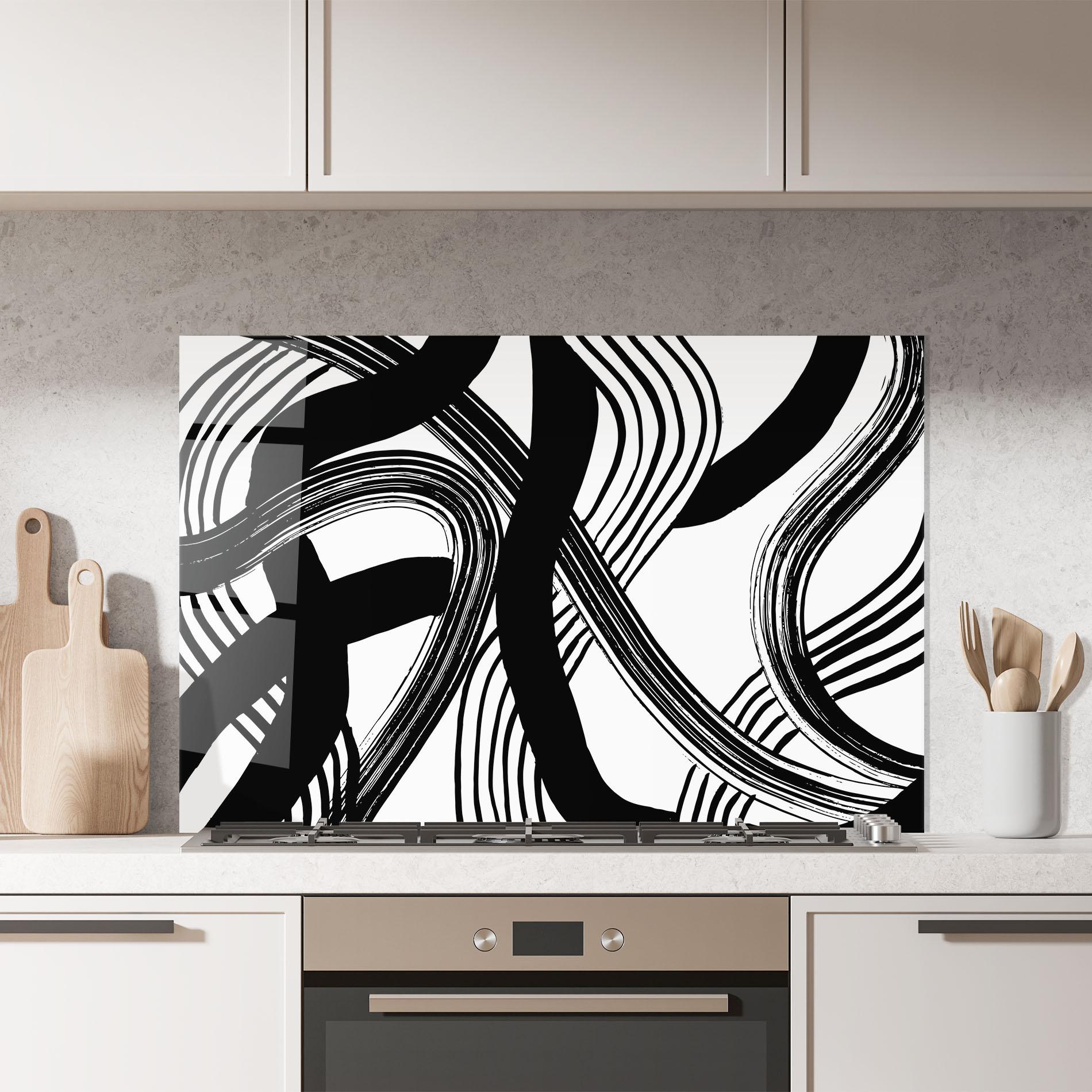 Küchenrückwand Glas Connected Lines Art mockup 7