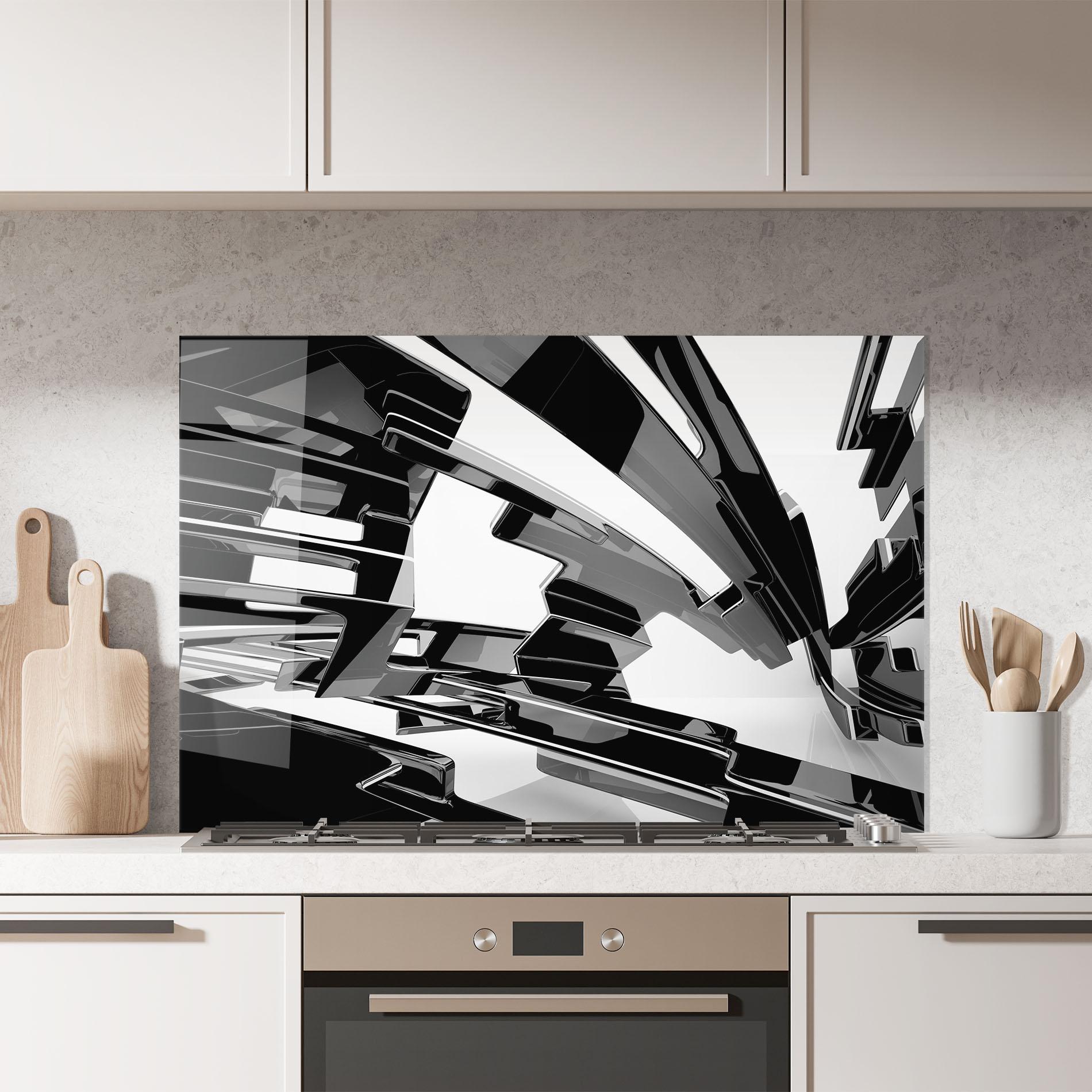 Küchenrückwand Glas Glossy Sculpture mockup 7