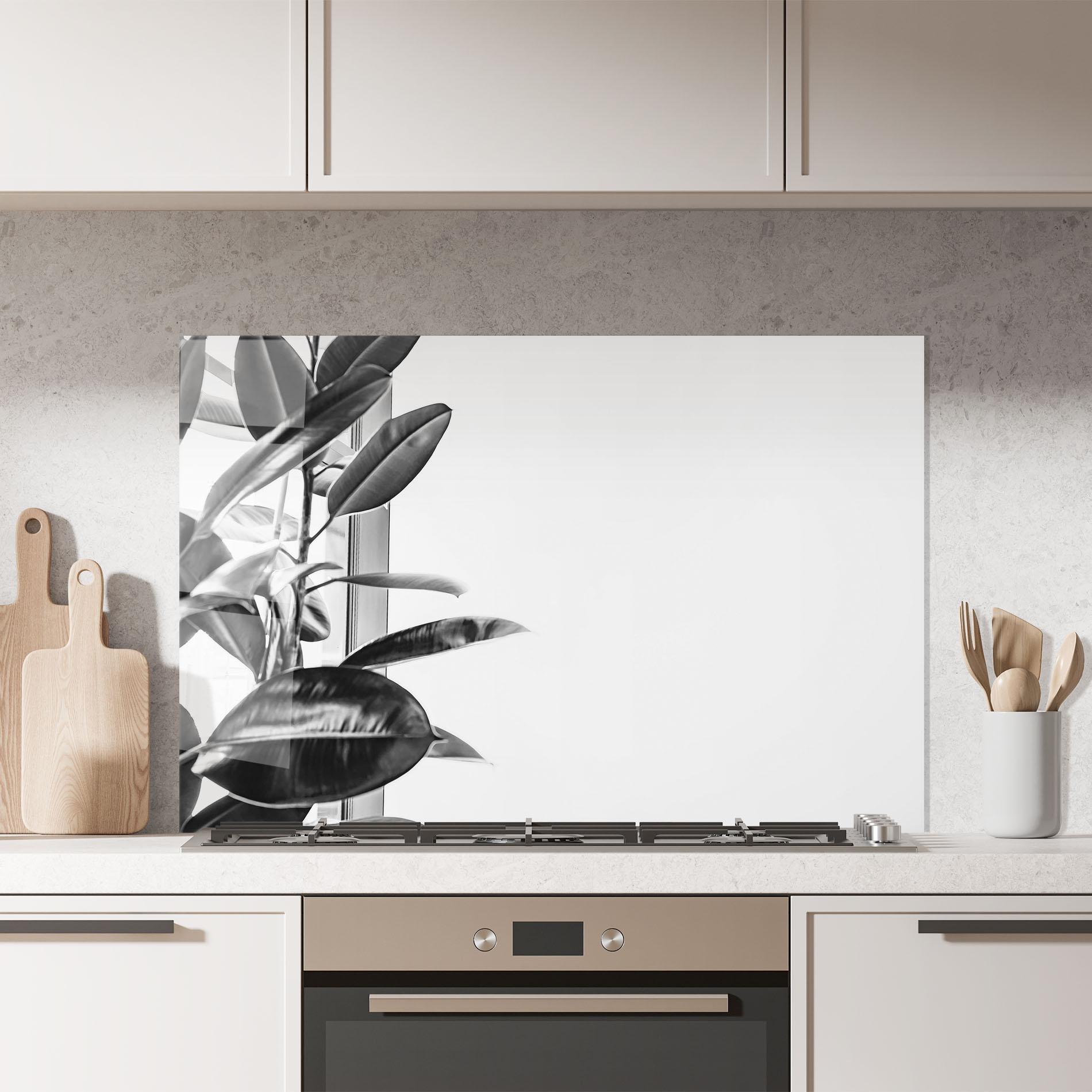 Küchenrückwand Glas Grey Plant mockup 7