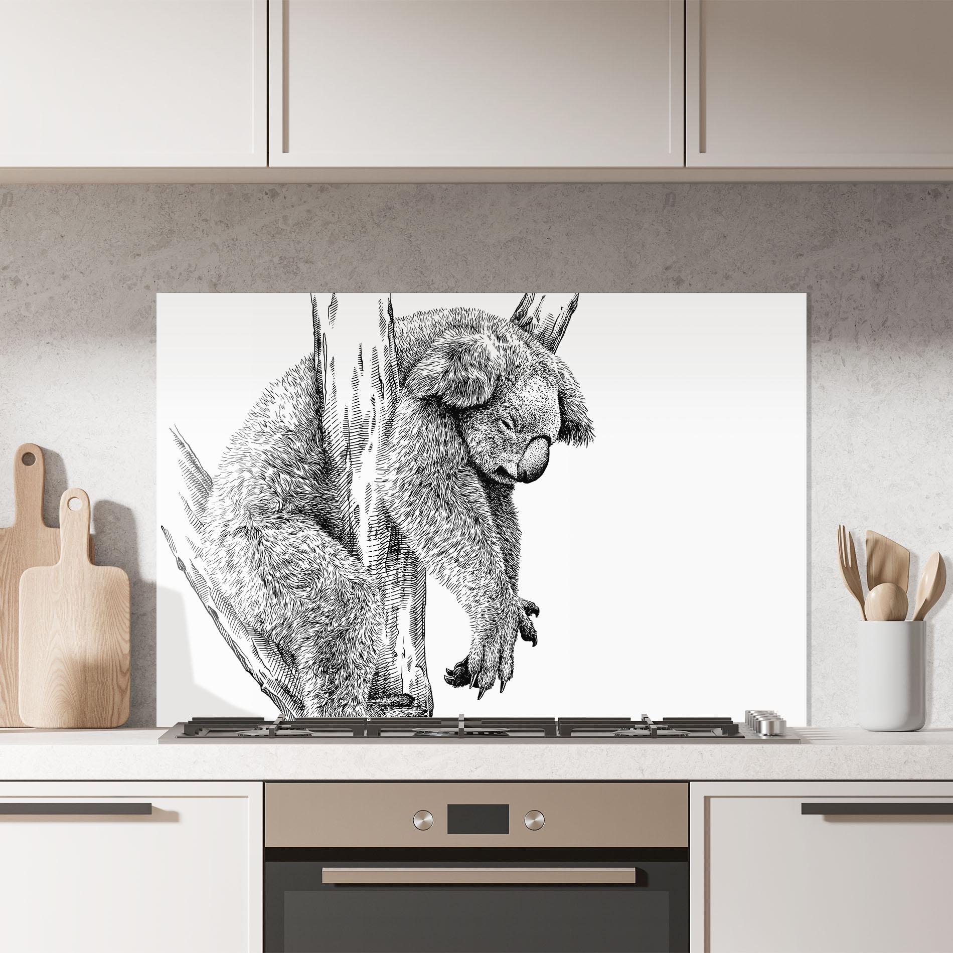 Küchenrückwand Glas Koala Sleeping Art mockup 7