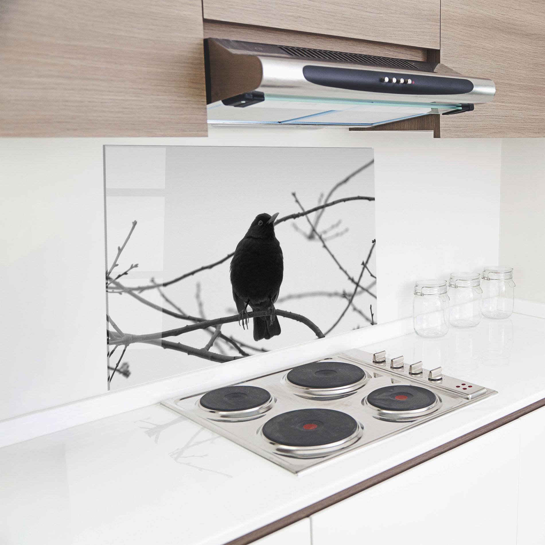 Küchenrückwand Glas Black Bird mockup 8
