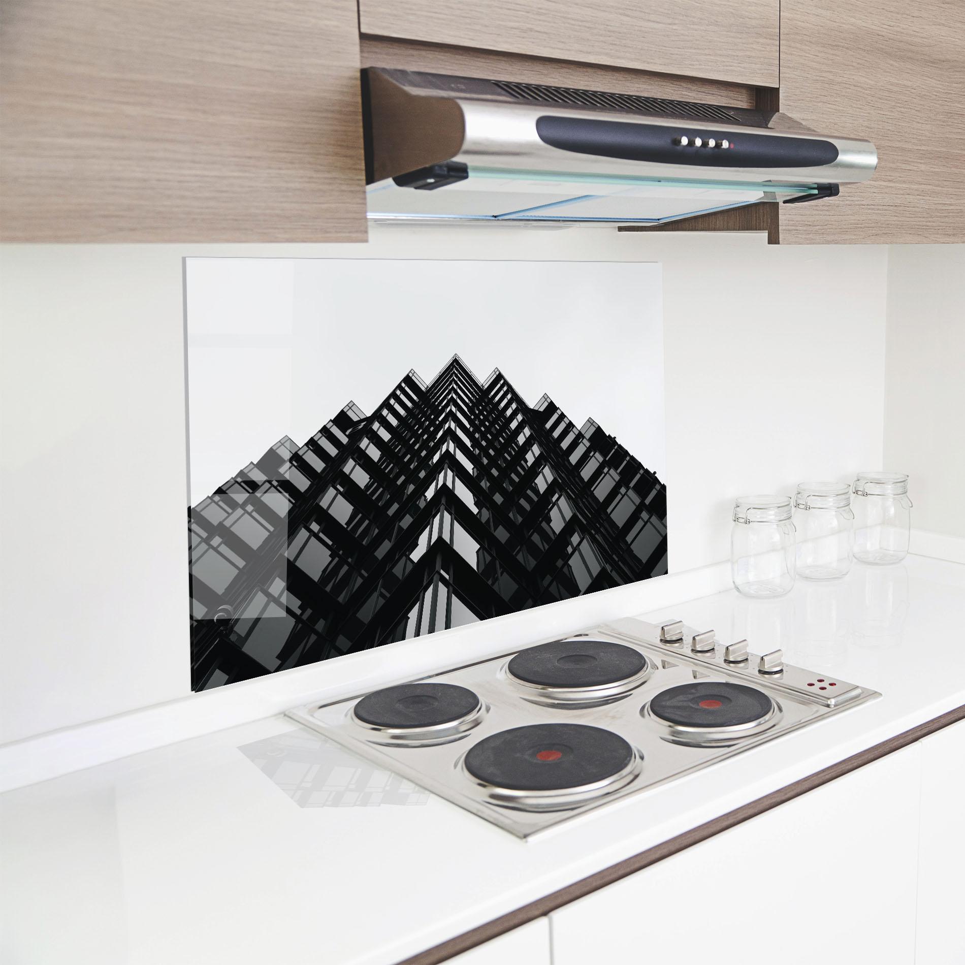Küchenrückwand Glas Black Building mockup 8