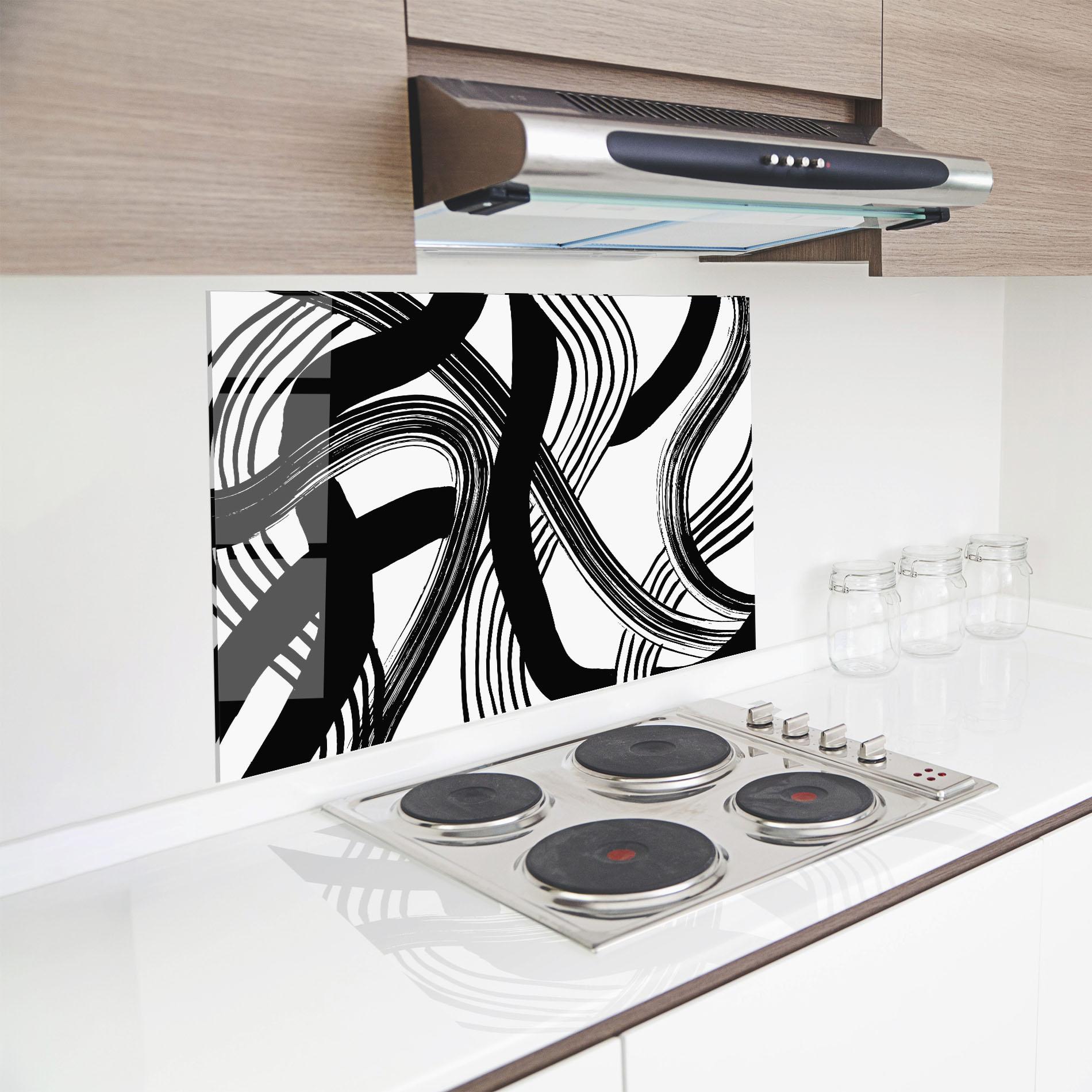 Küchenrückwand Glas Connected Lines Art mockup 8