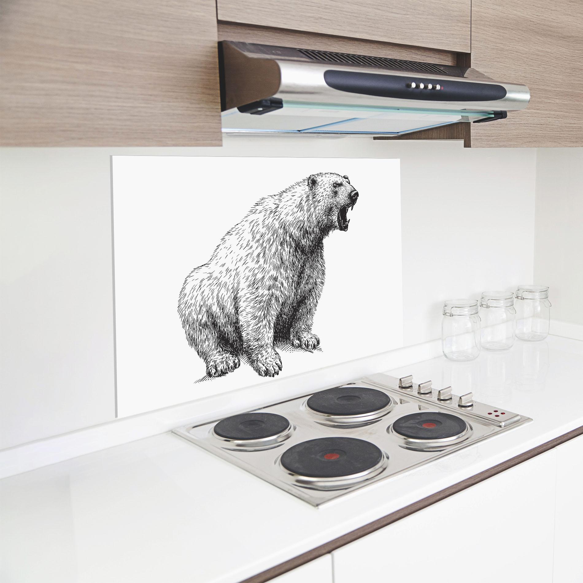 Küchenrückwand Glas Draw Icebear mockup 8