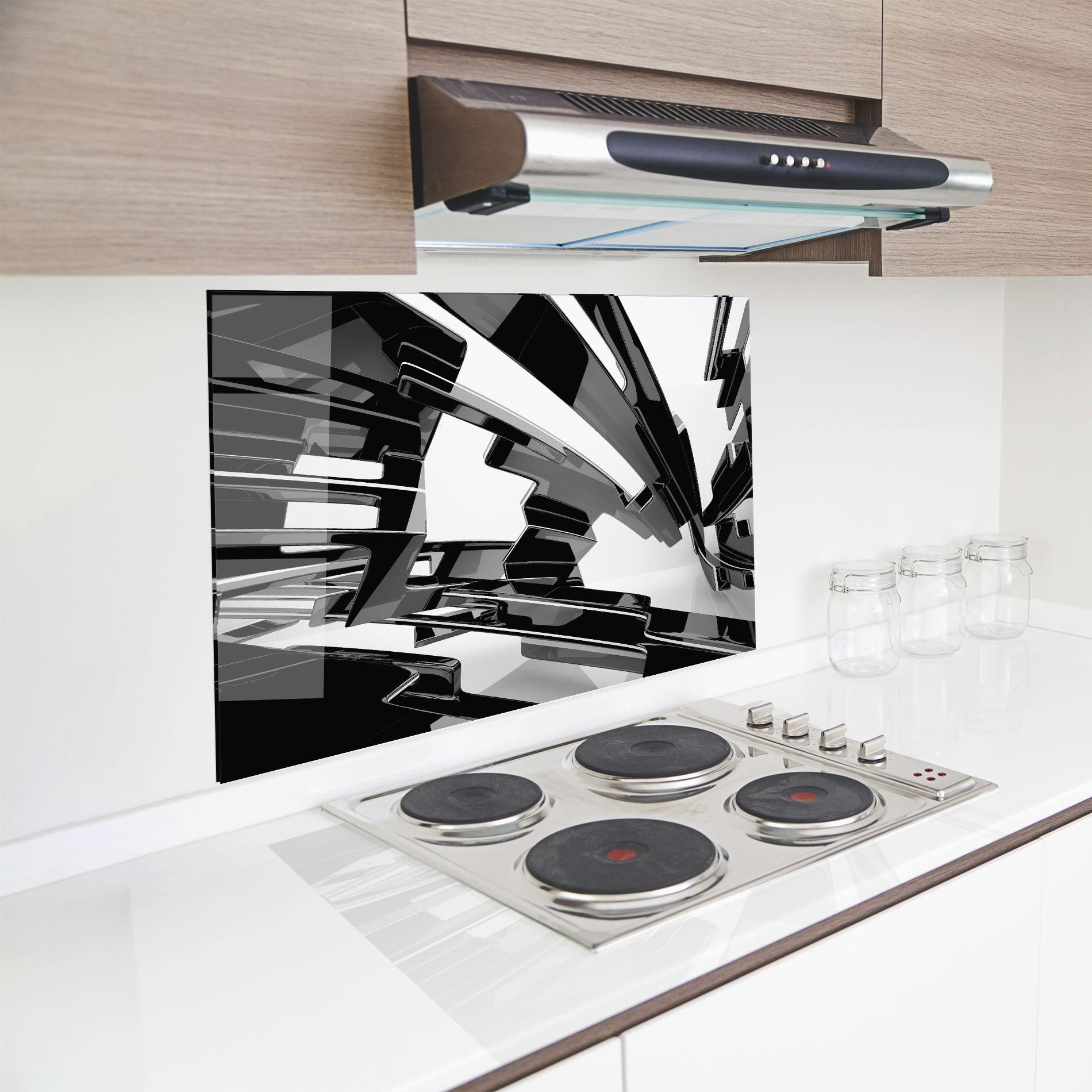 Küchenrückwand Glas Glossy Sculpture mockup 8