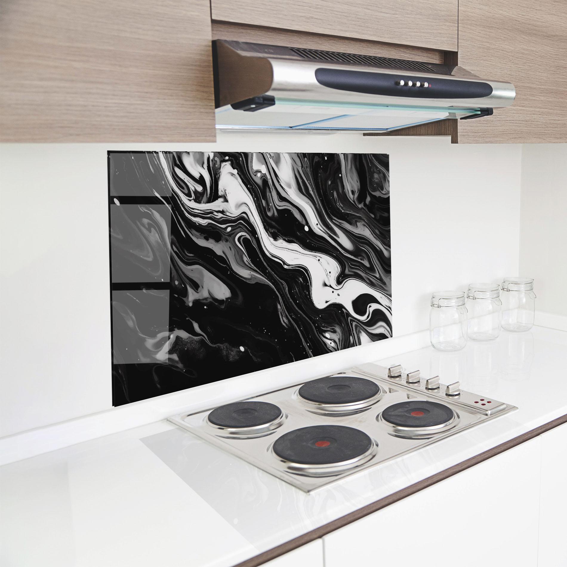 Küchenrückwand Glas Grey Art Marble mockup 8