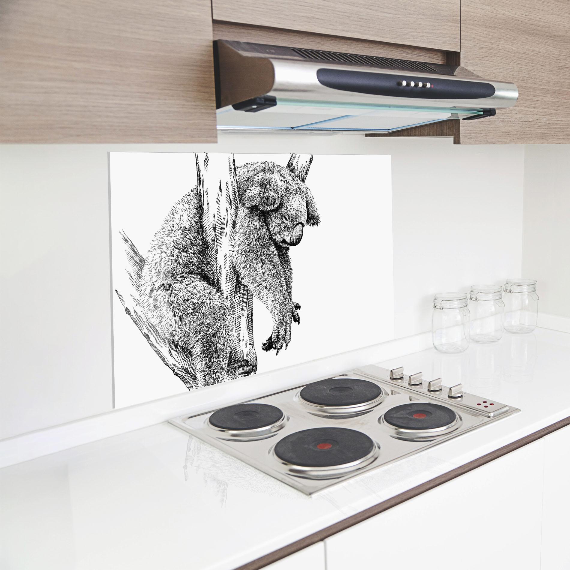Küchenrückwand Glas Koala Sleeping Art mockup 8