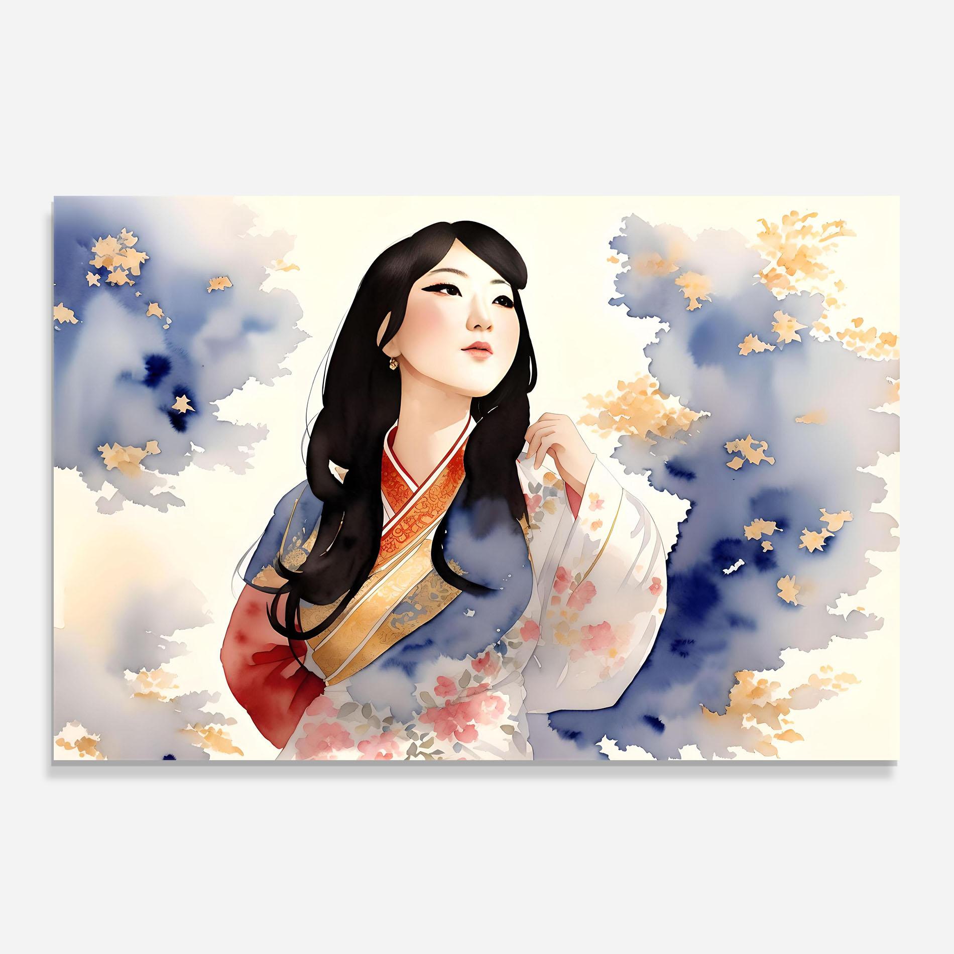 Küchenrückwand Glas Asian Woman Dancing mockup 0