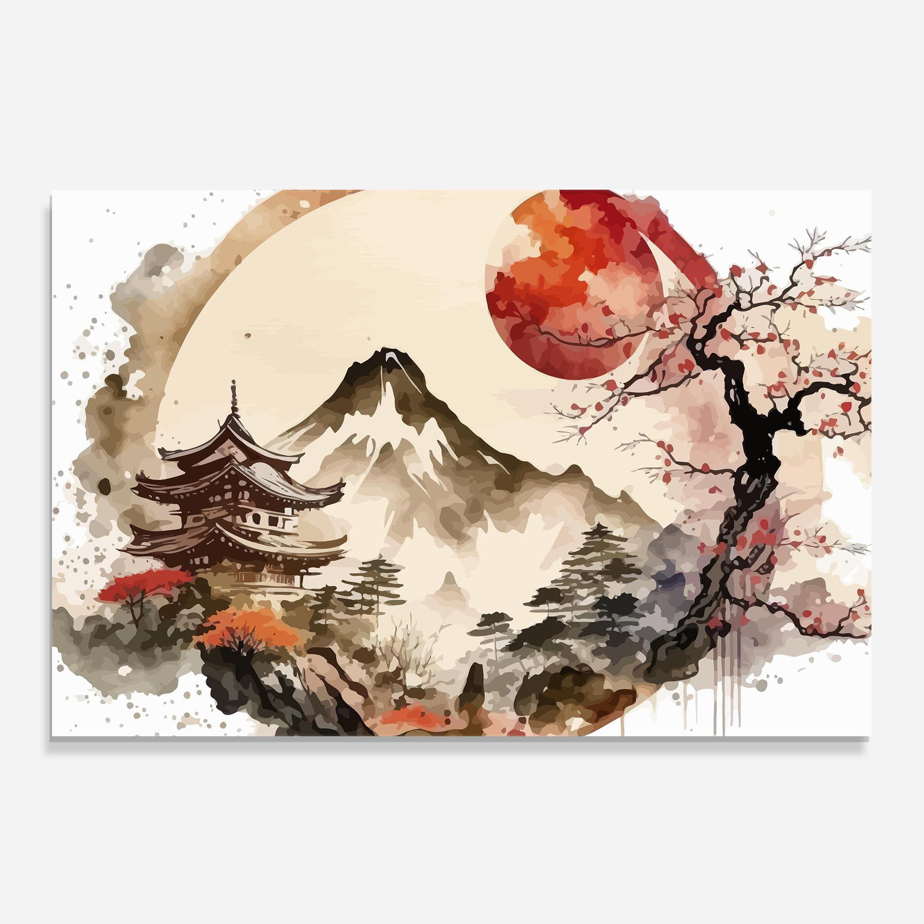 Küchenrückwand Glas Asiatic Blossom View mockup 0