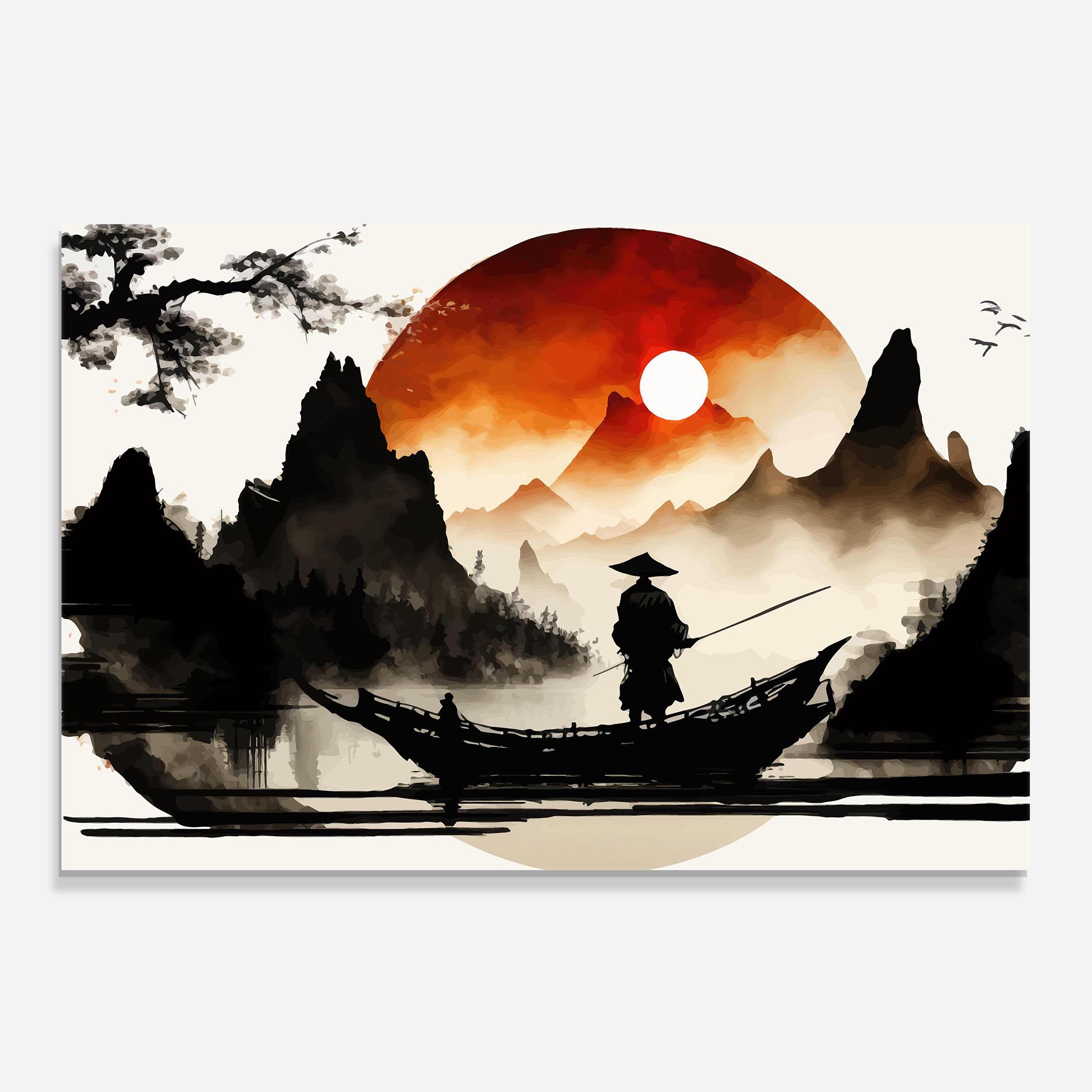 Küchenrückwand Glas Black Asiatic Boat mockup 0