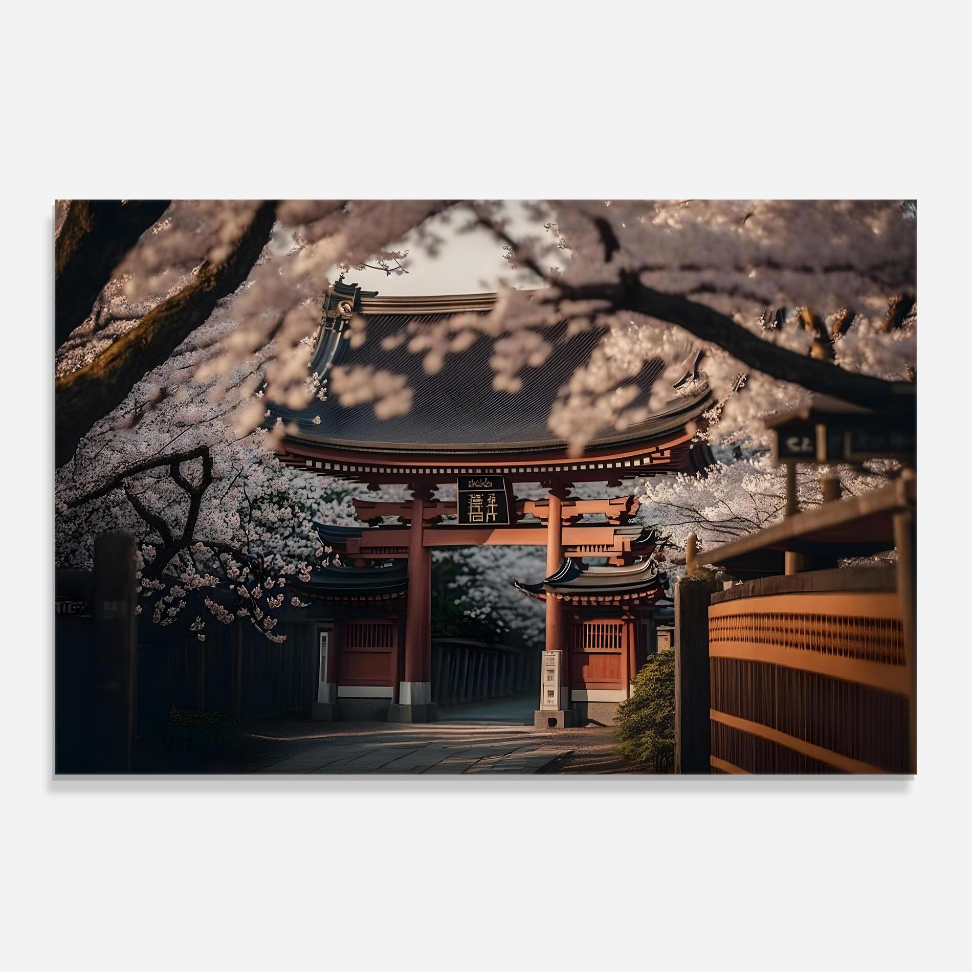 Küchenrückwand Glas Cherry Blossom Garden mockup 0