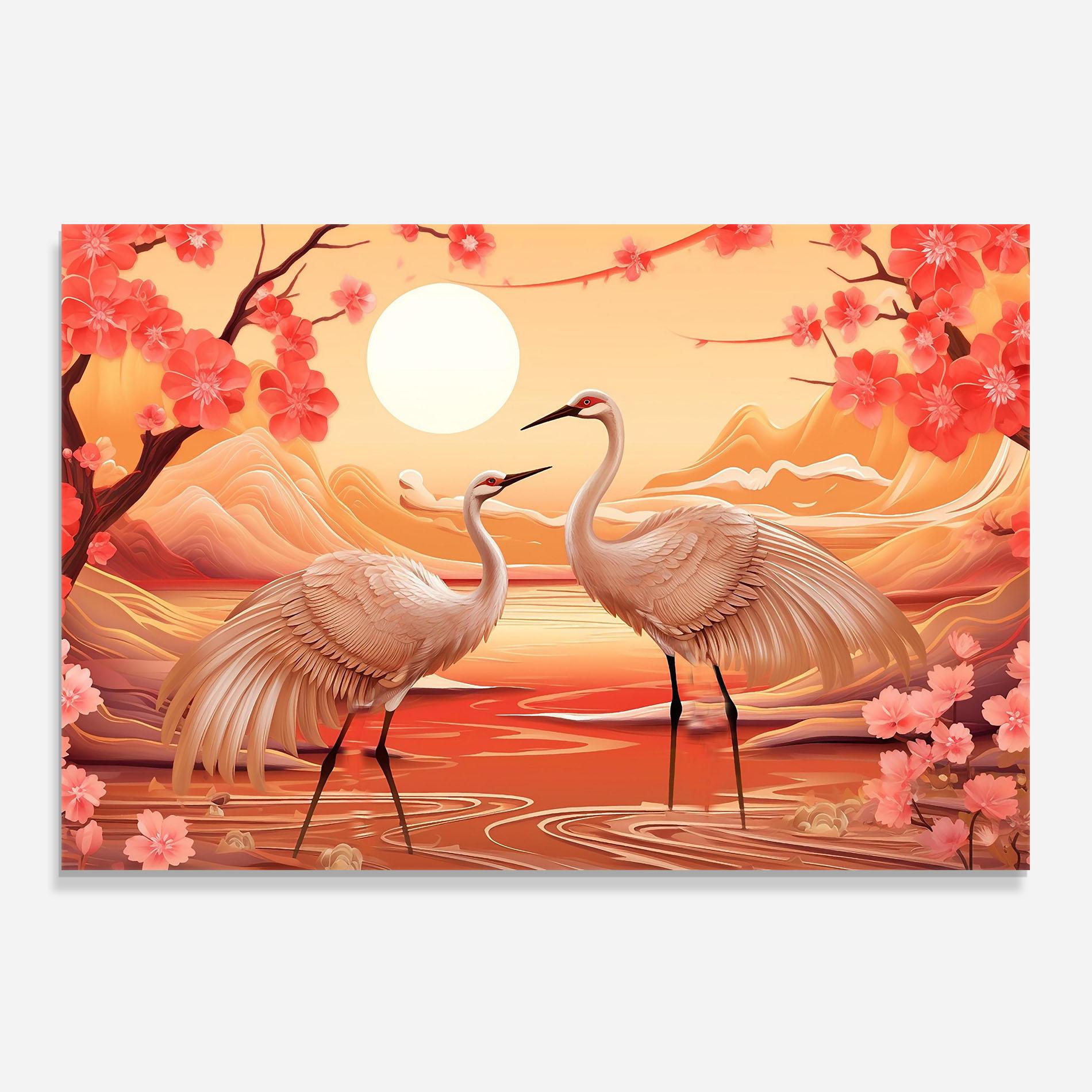 Küchenrückwand Glas Chinese Pink Painting mockup 0