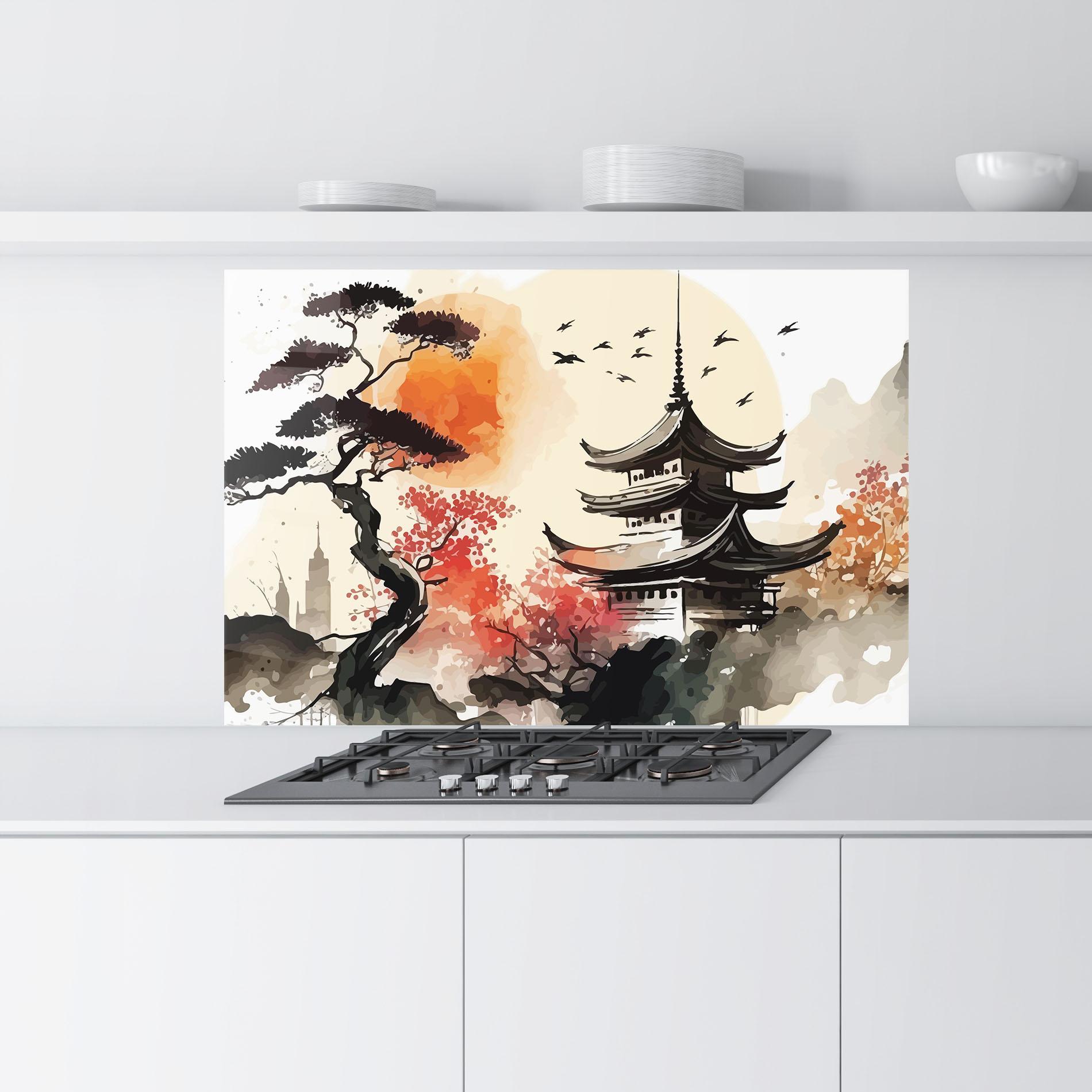 Küchenrückwand Glas Asiatic Beautiful View mockup 9