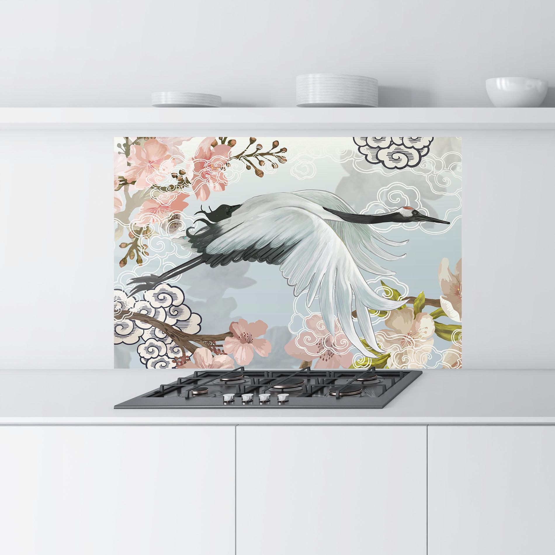 Küchenrückwand Glas Beautiful Asiatic Bird mockup 9