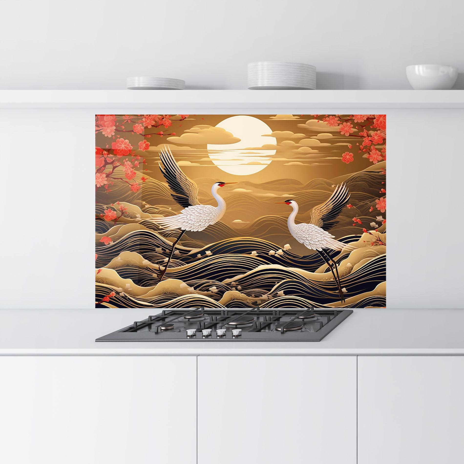 Küchenrückwand Glas Chinese Oil Painting mockup 9