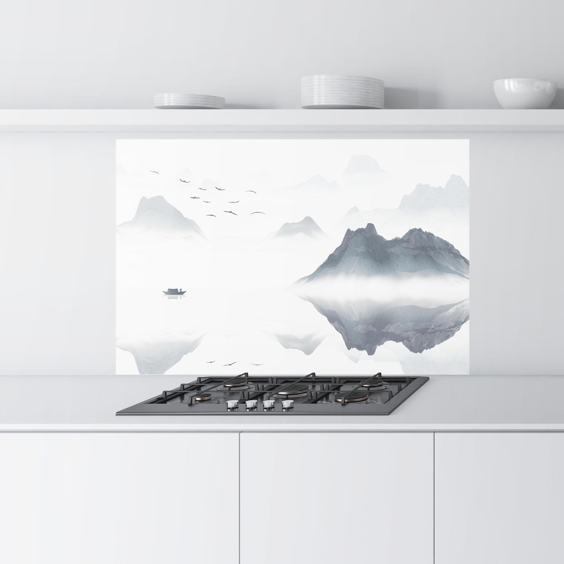 Küchenrückwand Glas Chinese Style Mountains mockup 9