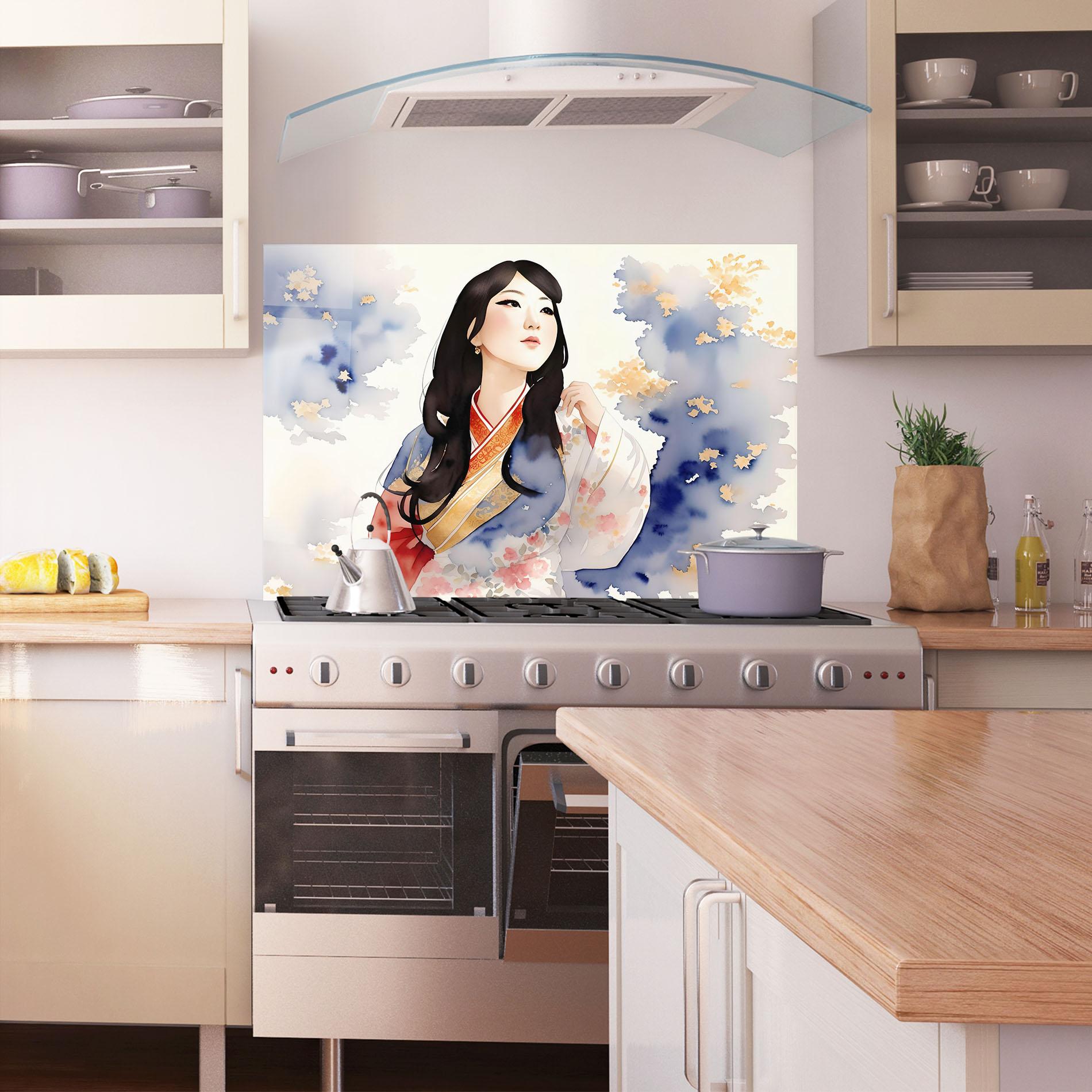 Küchenrückwand Glas Asian Woman Dancing mockup 1